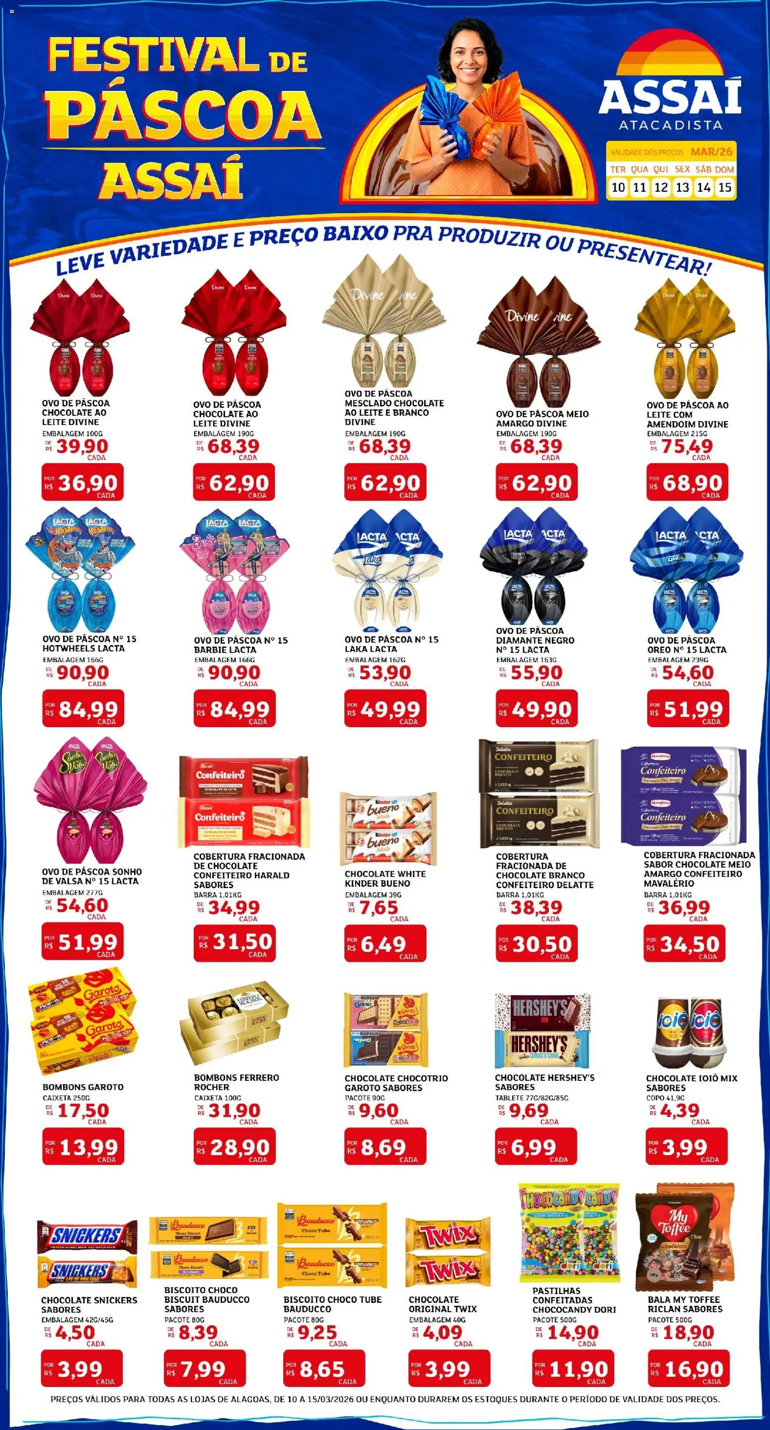 Assaí Atacadista Folheto - válido de 10.03.2026 | Página: 1 | Produtos: Amendoim, Twix, Creme, Bala