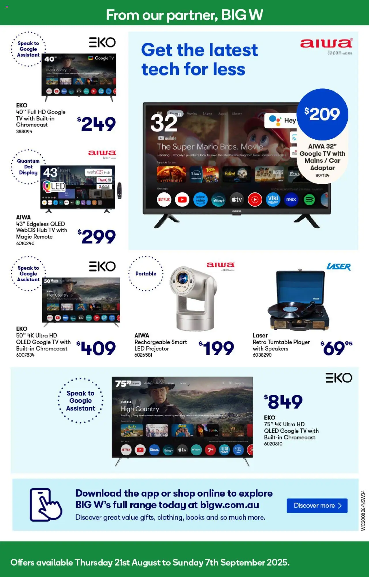 Woolworths catalogue - valid from 20.08.2025 | Page: 45 | Products: Adaptor, Player, Projector, Portable