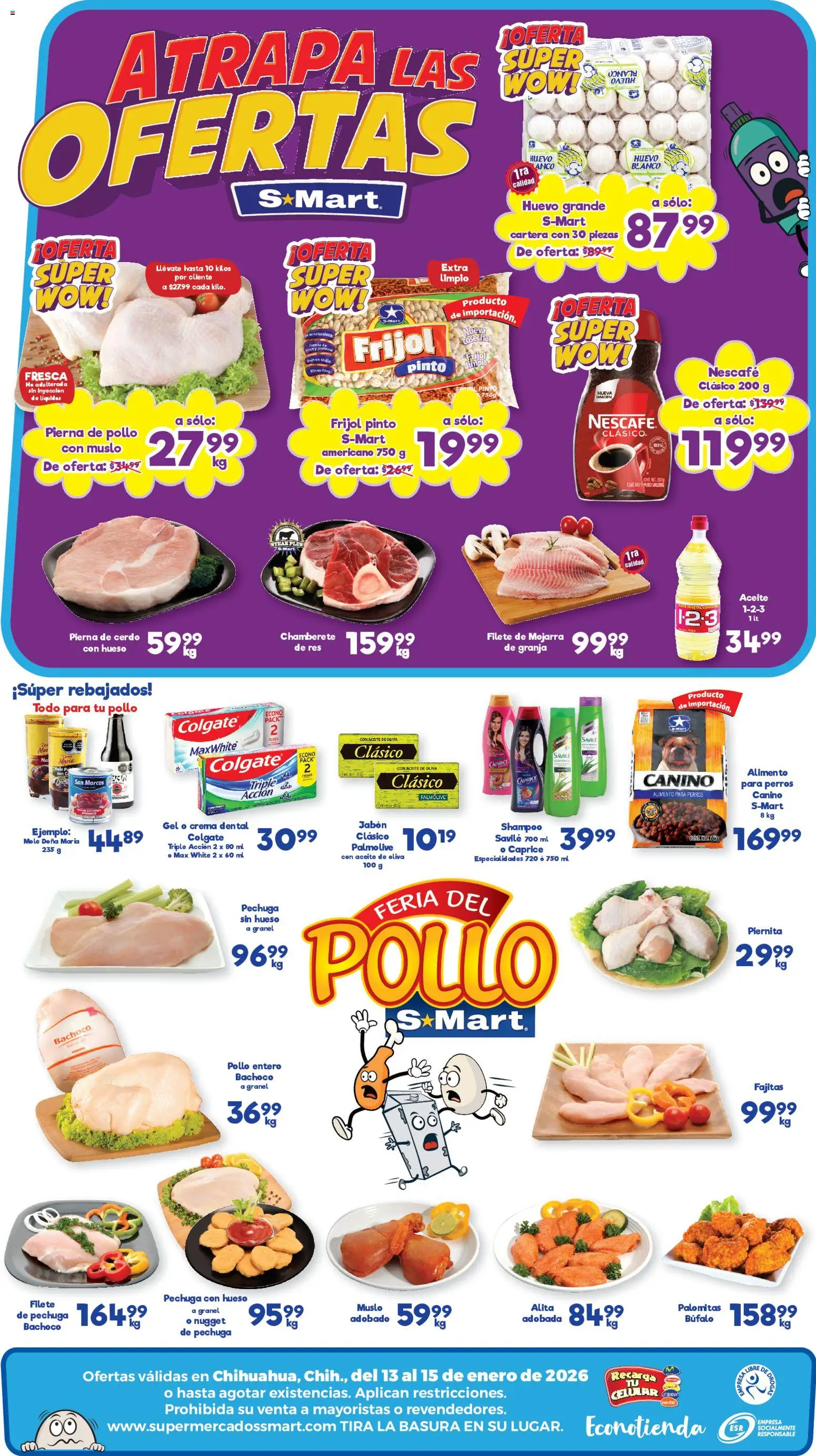 Nuevas ofertas de S-Mart válidas en toda la República Mexicana desde el 13.01.2026. ¡Encuentra las mejores ofertas en S-Mart folleto Chihuahua! | Página: 2 | Productos: Crema, Aceite de oliva, Cerdo, Res