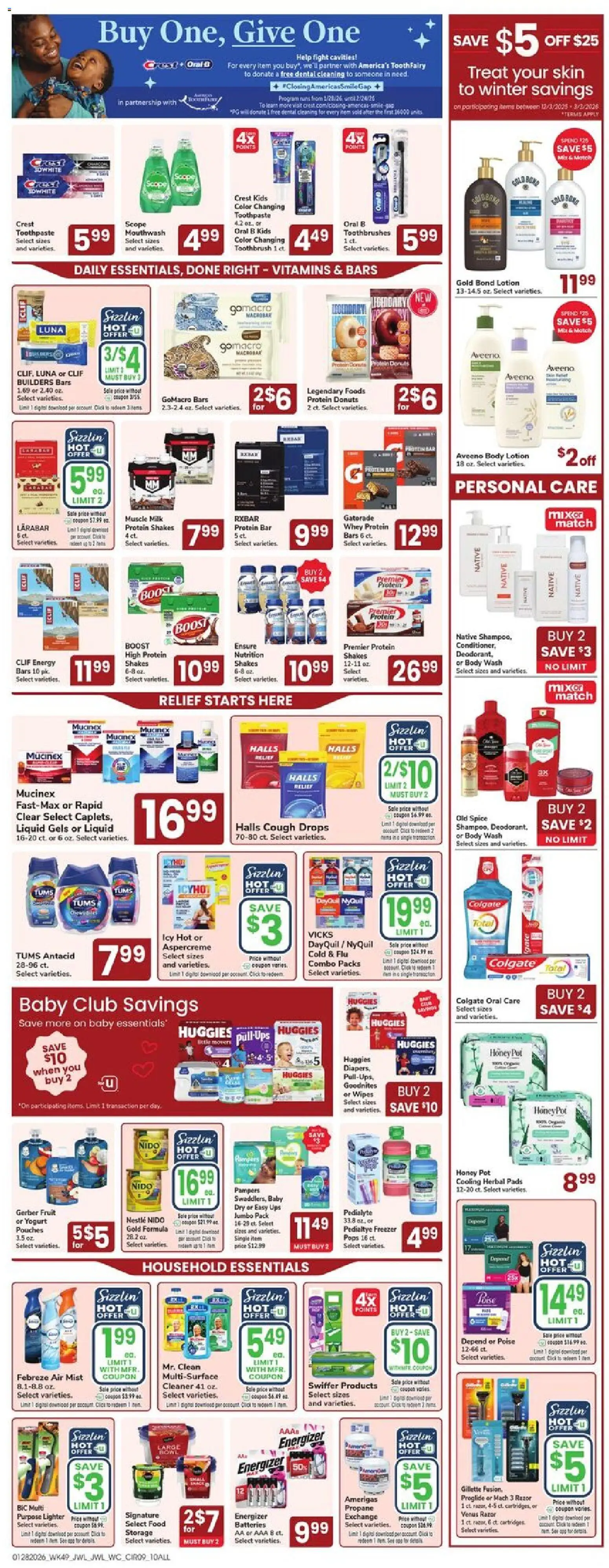 Jewel Osco Weekly Ad - IN - valid from 28.01.2026 | Page: 9 | Products: Toothpaste, Toothbrush, Body Wash, Lighter