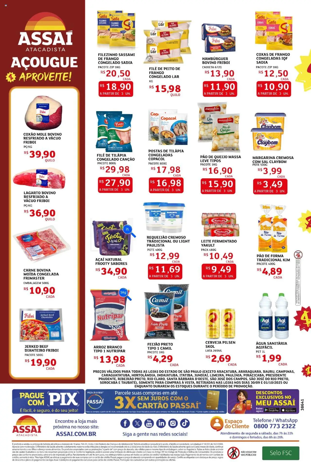 Assaí Atacadista Folheto - válido de 30.09.2025 | Página: 2 | Produtos: Tilápia, Pão de forma, Hambúrguer, Frango