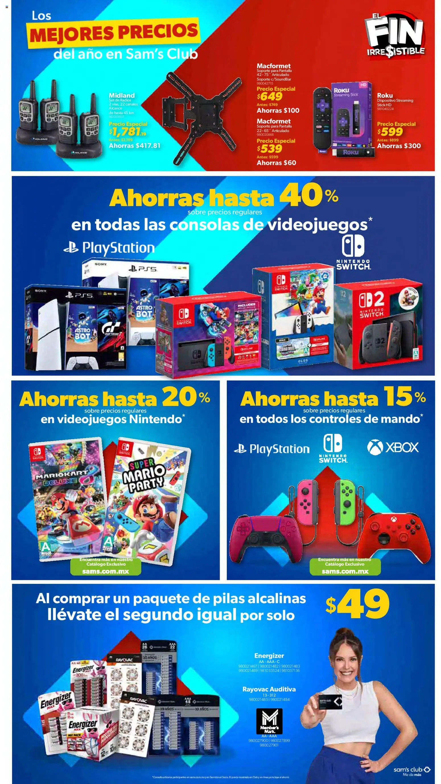 Nuevas ofertas de Sam's Club válidas en toda la República Mexicana desde el 13.11.2025. ¡Encuentra las mejores ofertas en Sam's Club Buen Fin ! | Página: 9 | Productos: Playstation, Sobre, Pilas, Xbox