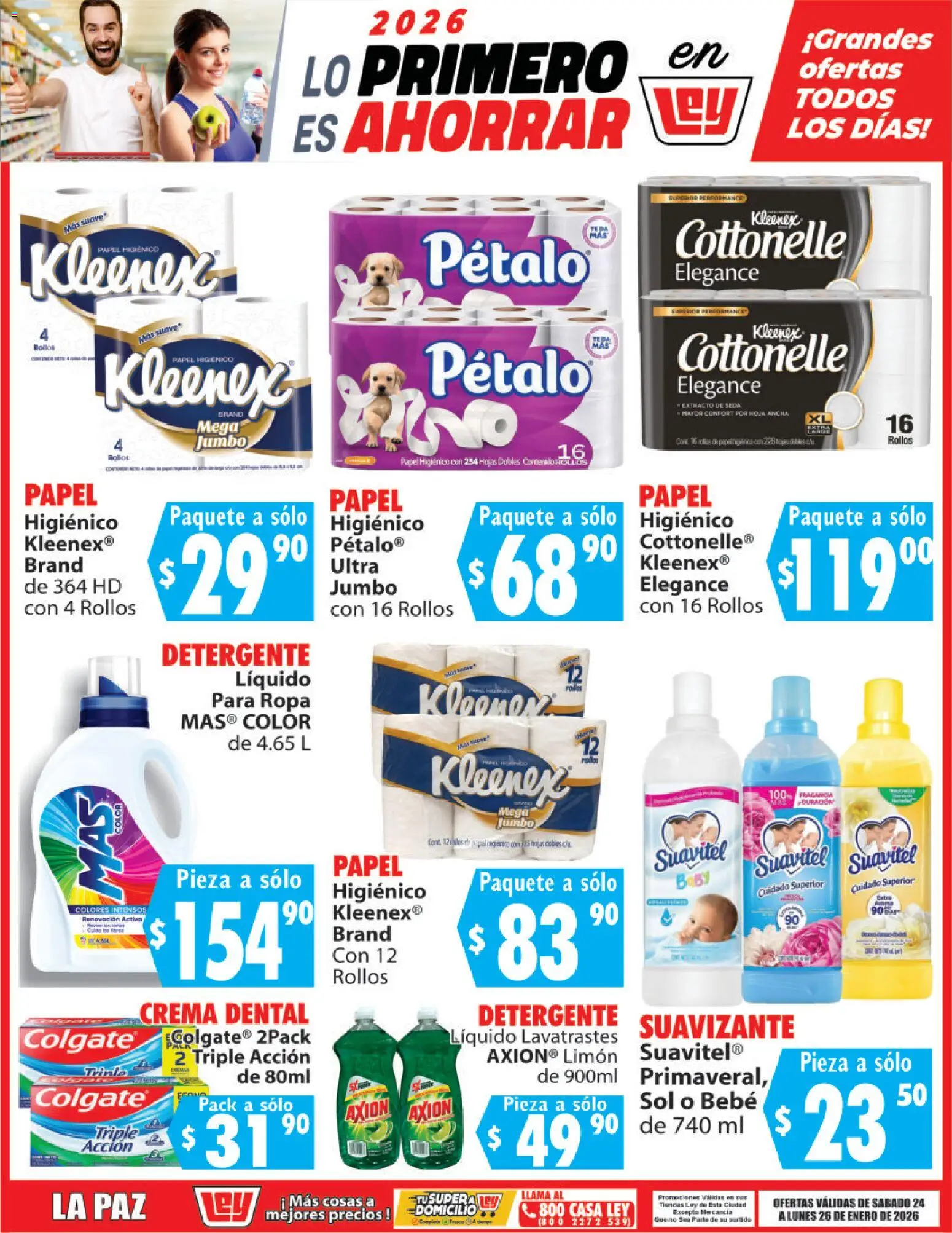 Nuevas ofertas de Casa Ley válidas en toda la República Mexicana desde el 24.01.2026. ¡Encuentra las mejores ofertas en Casa Ley folleto Lo Primero Es Ahorrar! | Página: 5 | Productos: Crema, Suavizante, Papel higiénico, Ropa