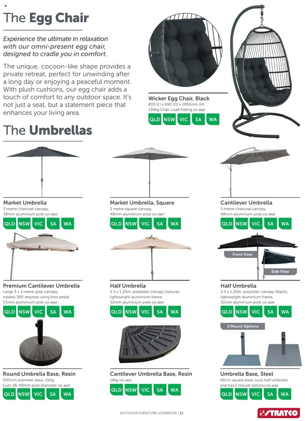 Stratco catalogue - valid from 18.09.2024 | Page: 13 | Products: Chair, Outdoor furniture, Umbrella