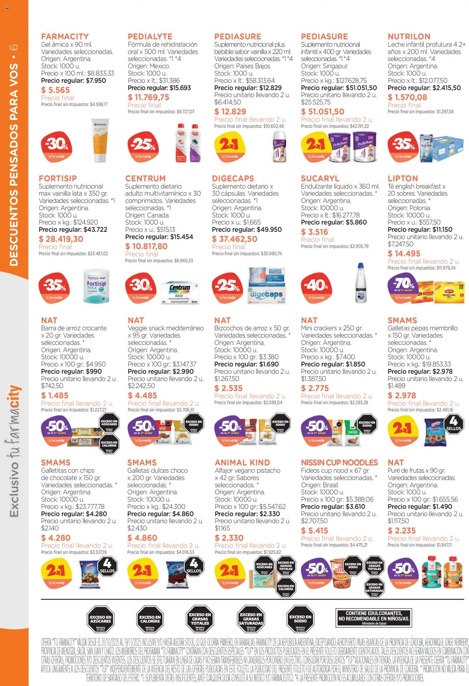 Farmacity catálogo │ válido desde el 30.10.2025 | Página: 6 | Productos: Sal, Alfajor, Té, Fideos
