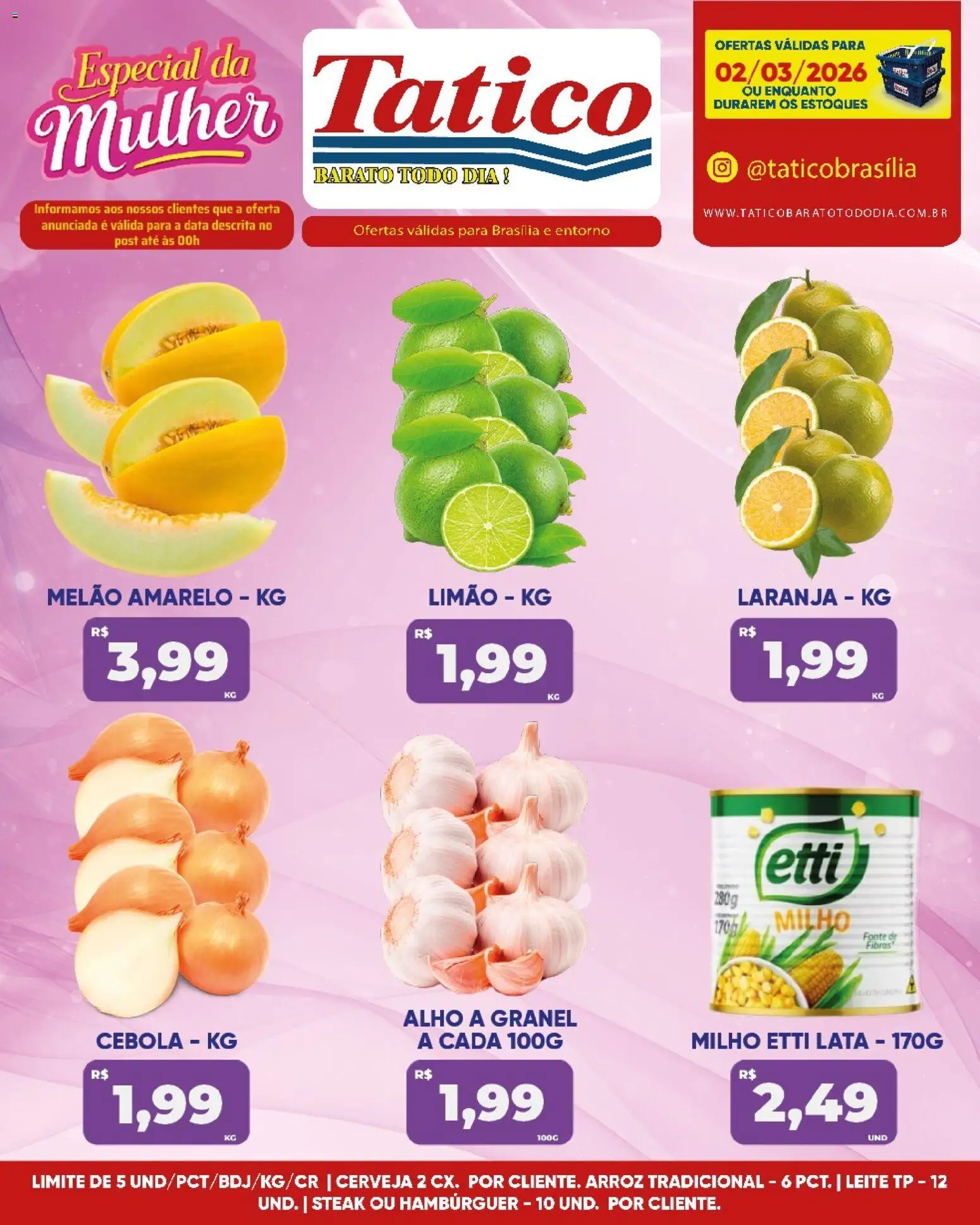Tatico Folheto - válido de 02.03.2026 | Página: 8 | Produtos: Alho, Cebola, Cerveja, Hambúrguer
