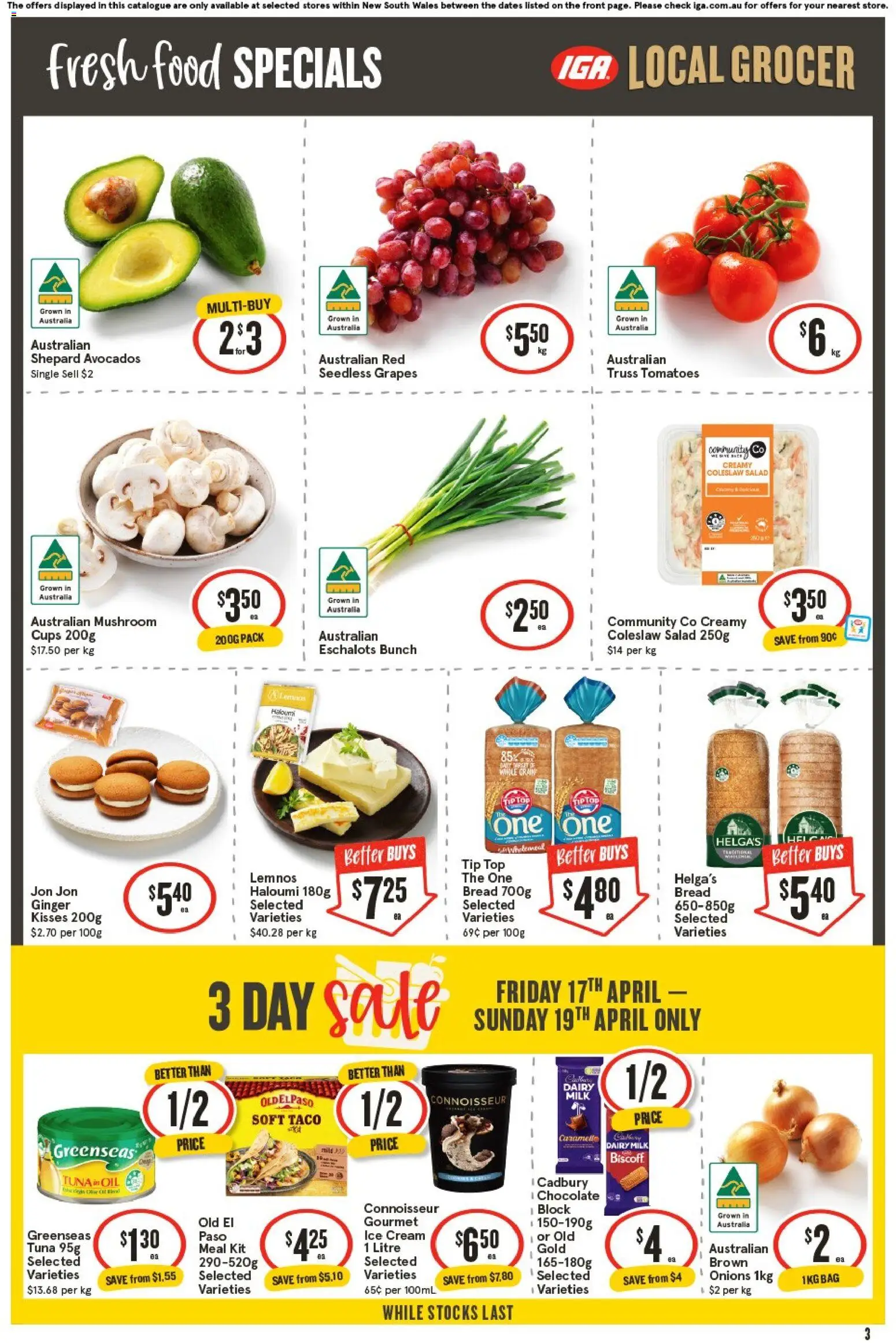 IGA catalogue - valid from 15.04.2026 | Page: 3 | Products: Honey, Chicken, Mustard, Beef