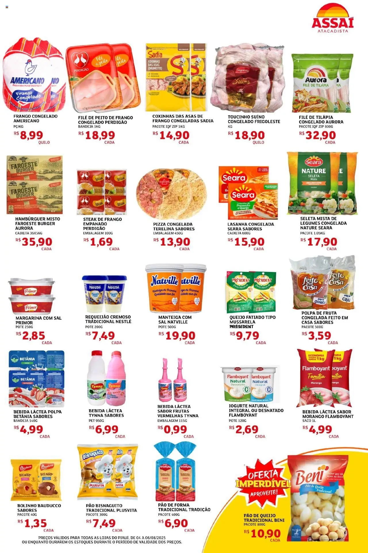 Assaí Atacadista Folheto - válido de 04.08.2025 | Página: 3 | Produtos: Caju, Queijo, Pizza, Pão de queijo