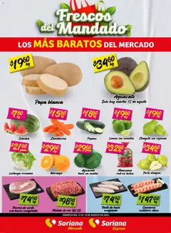 Vista previa de Soriana - Frescos del Mandado Mercado Coah, Chih y Dur, nuevo folleto de la tienda, válido en México a partir del 12.08.2025