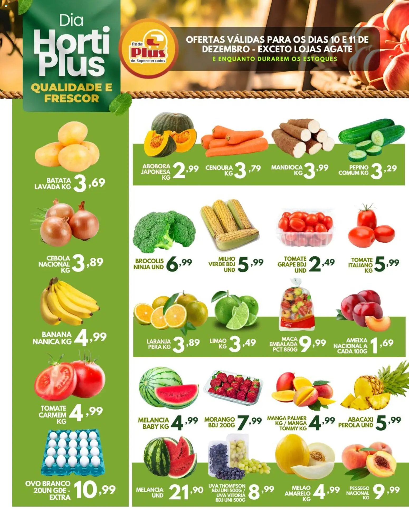 Rede Plus Supermercados Folheto - válido de 10.12.2025 | Página: 1 | Produtos: Melão, Pera, Abacaxi, Batata