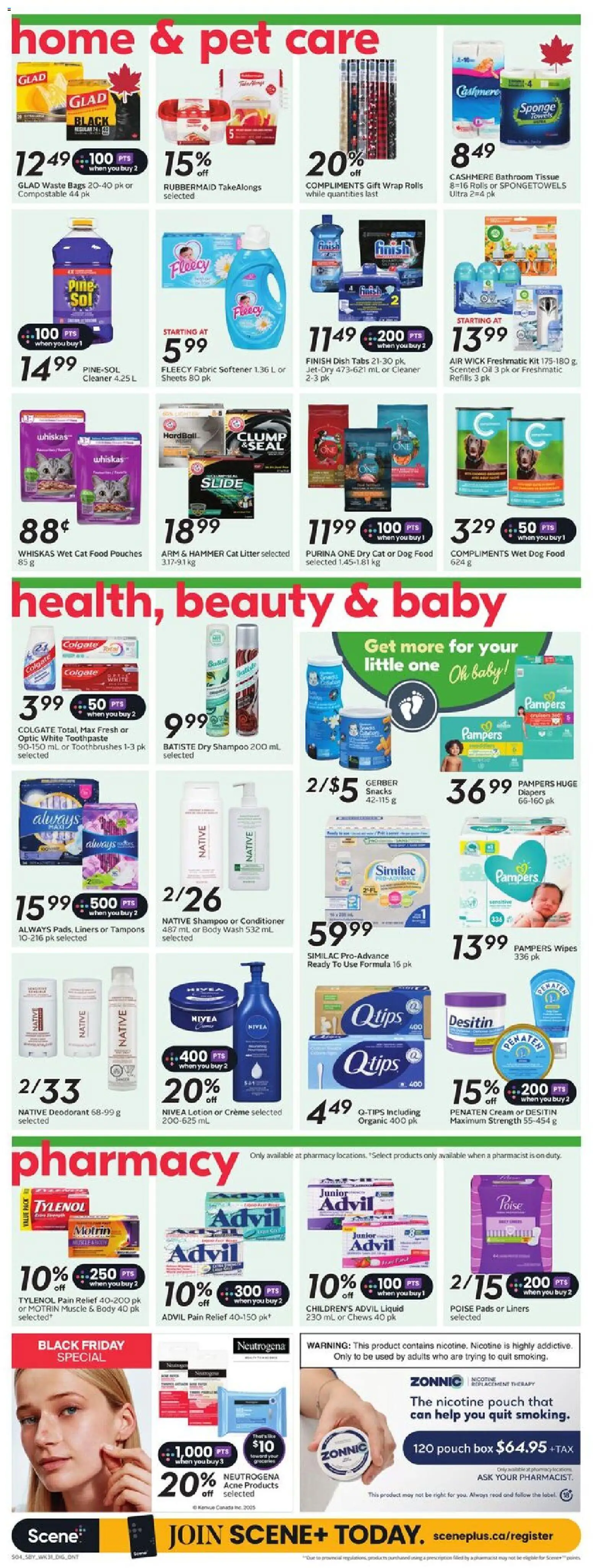 Sobeys flyer valid from 27.11.2025 | Page: 12 | Products: Body wash, Deodorant, Toothpaste, Oil