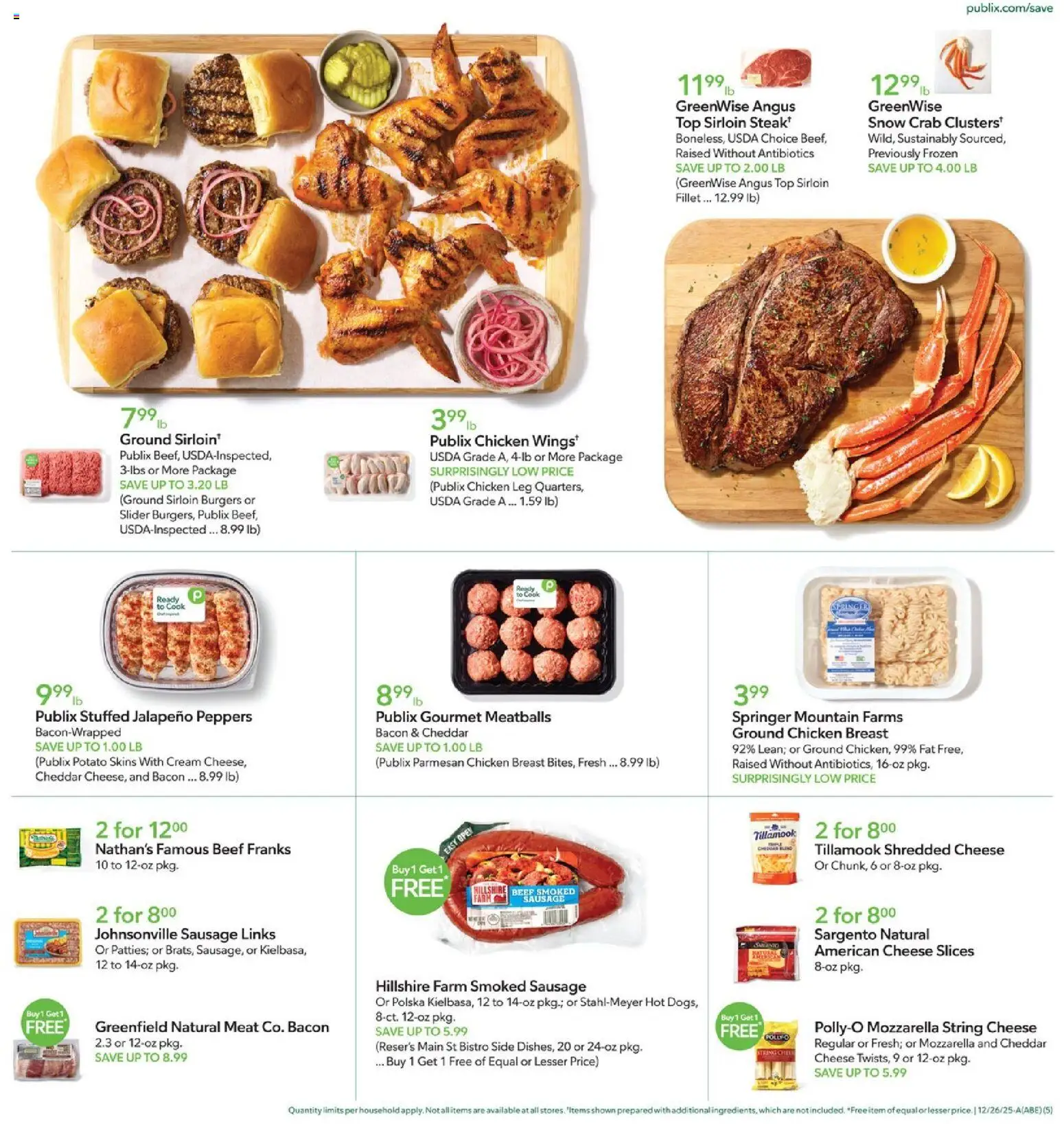 Publix Weekly Ad - valid from 26.12.2025 | Page: 5 | Products: Jalapeno peppers, Cheese, Cream, Sausage