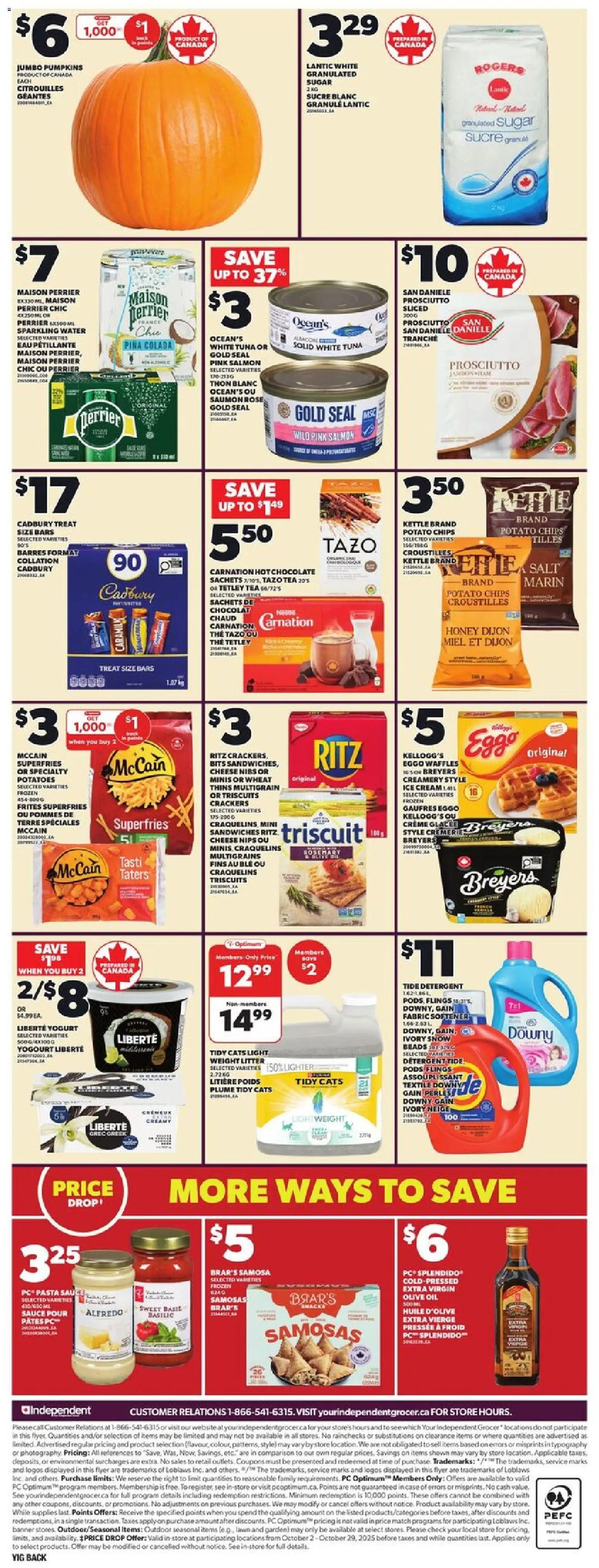 Independent Grocer flyer valid from 23.10.2025 | Page: 4 | Products: Tea, Pasta, Cream, Yogurt