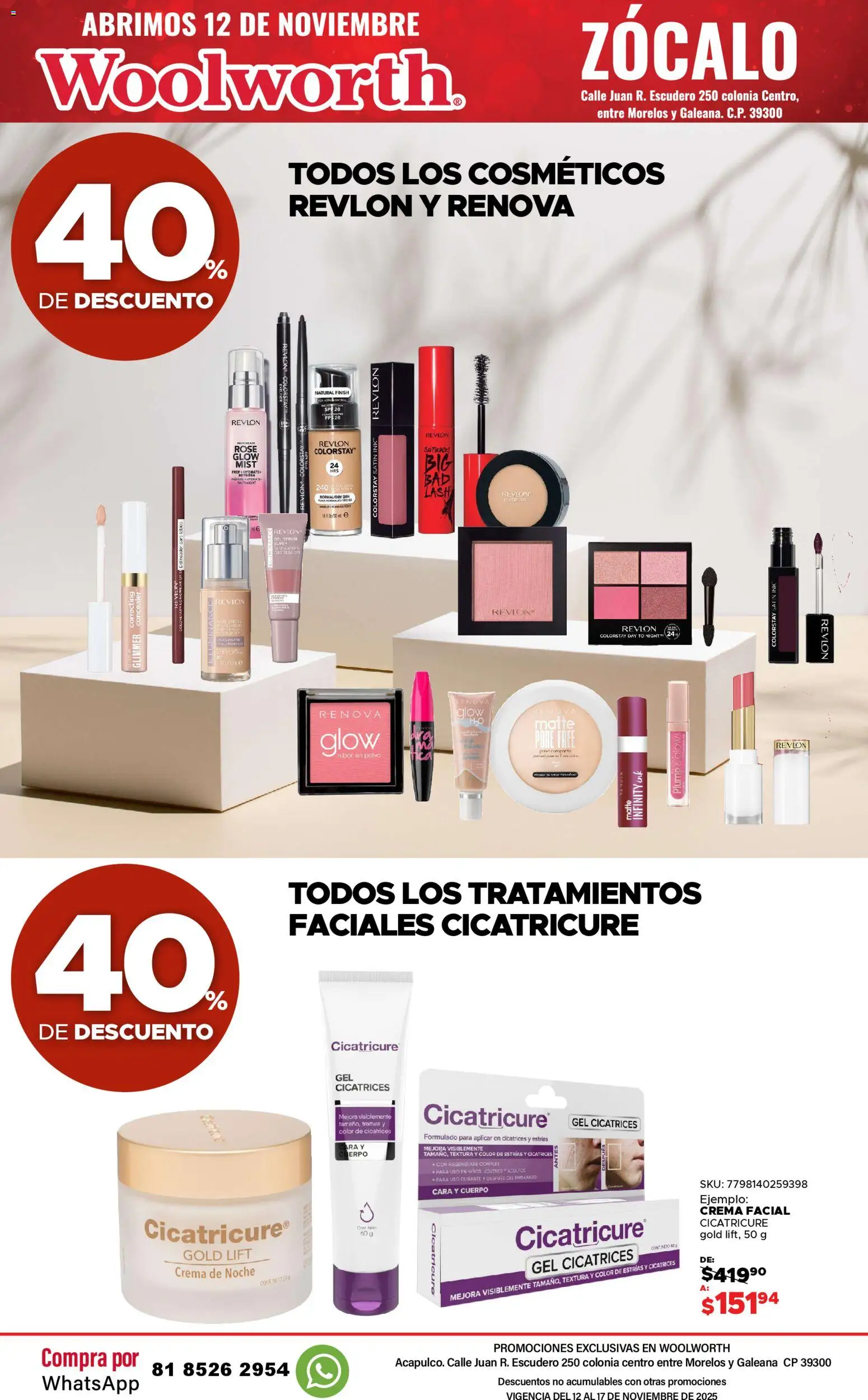 Nuevas ofertas de Del Sol y Woolworth válidas en toda la República Mexicana desde el 12.11.2025. ¡Encuentra las mejores ofertas en Del Sol y Woolworth catálogo Apertura Acapulco Centro 217! | Página: 38 | Productos: Crema, Zócalo