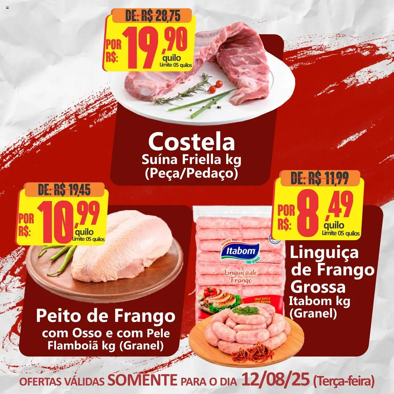 Big Supermercados Folheto - válido de 12.08.2025 | Página: 3 | Produtos: Linguiça, Frango, Peito de frango