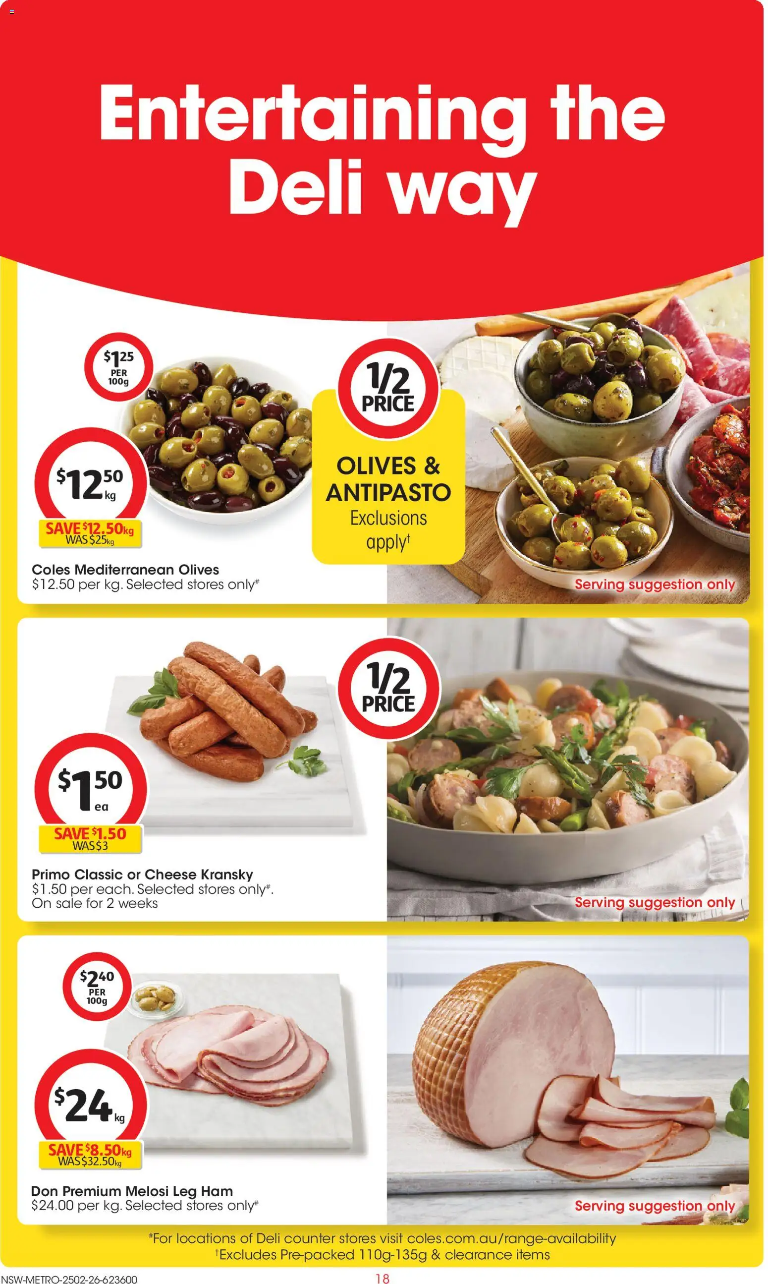 Coles catalogue - valid from 25.02.2026 | Page: 18 | Products: Cheese, Ham, Olives