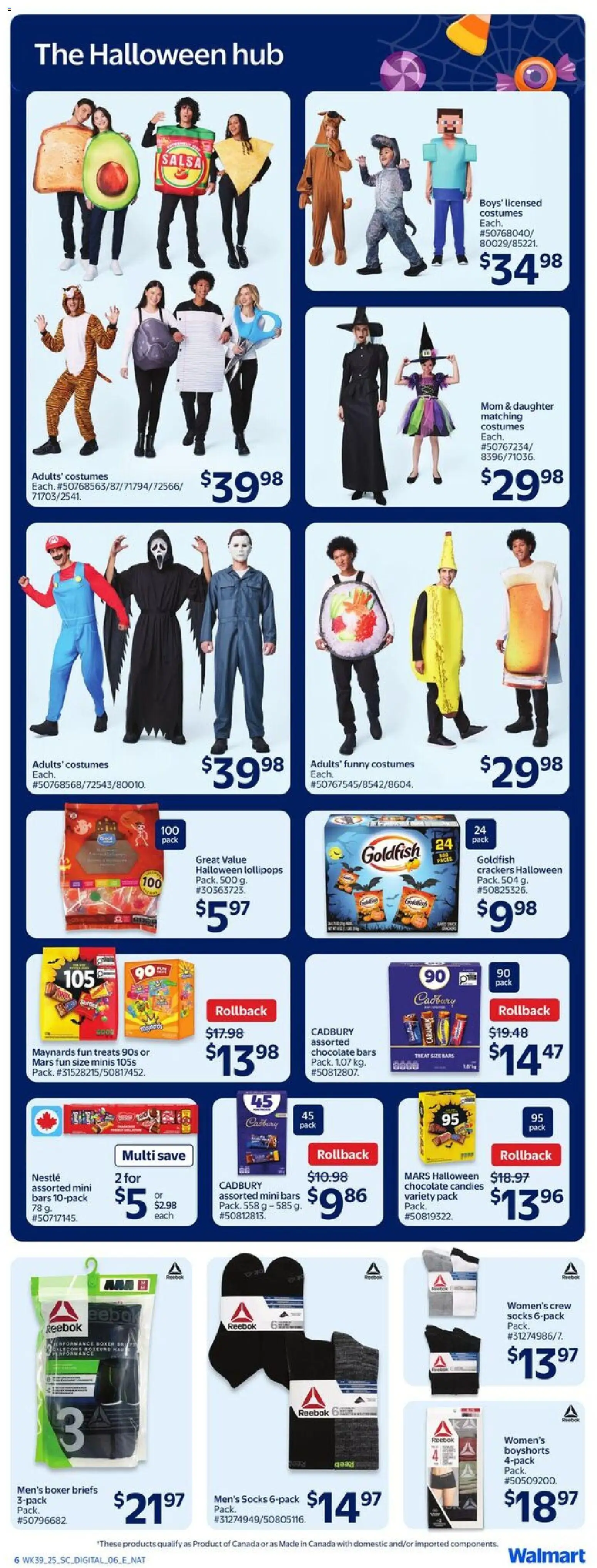 Walmart flyer valid from 23.10.2025 | Page: 7 | Products: Candies, Chocolate, Socks, Briefs