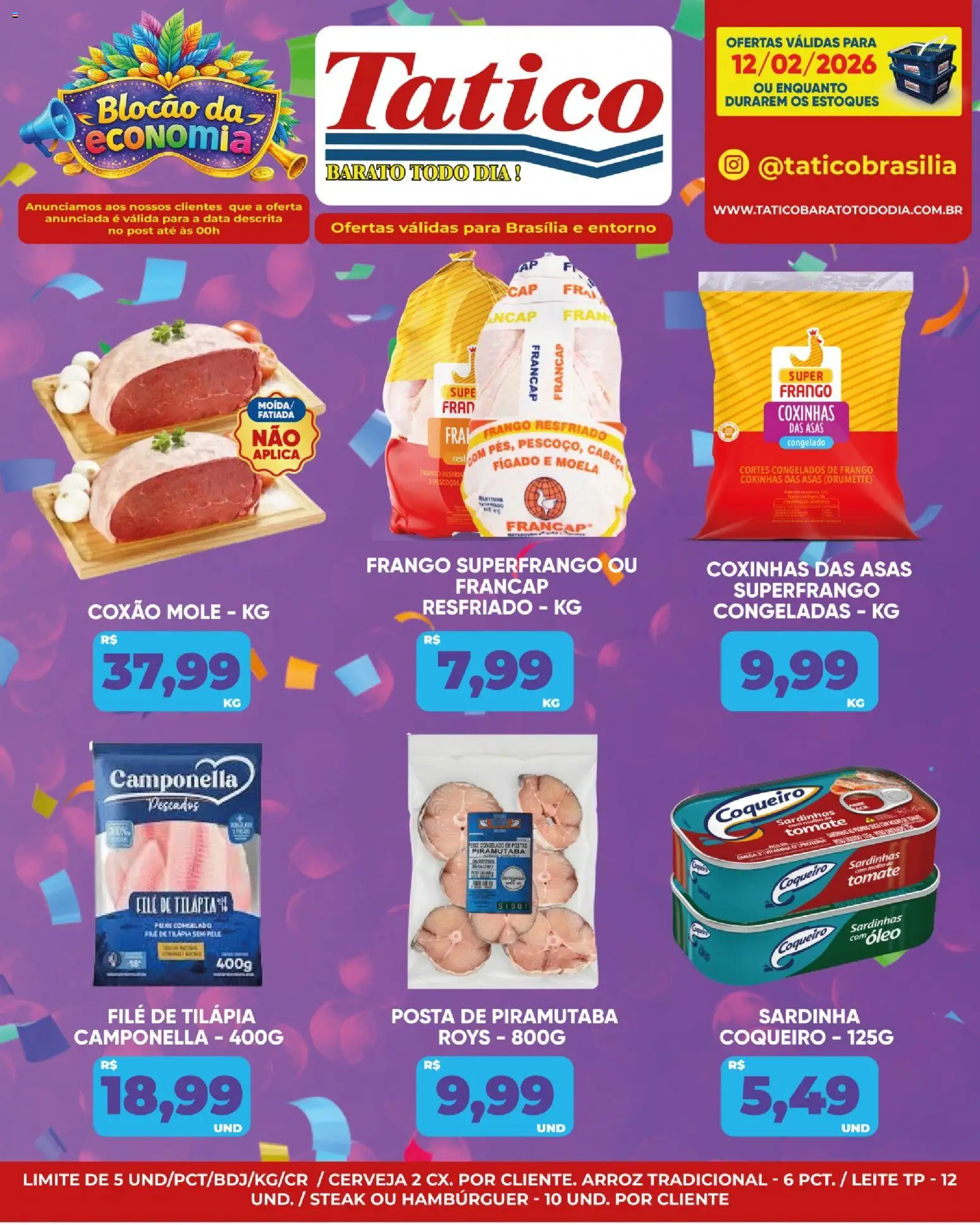 Tatico Folheto - válido de 12.02.2026 | Página: 13 | Produtos: Leite, Cerveja, Arroz, Sardinha