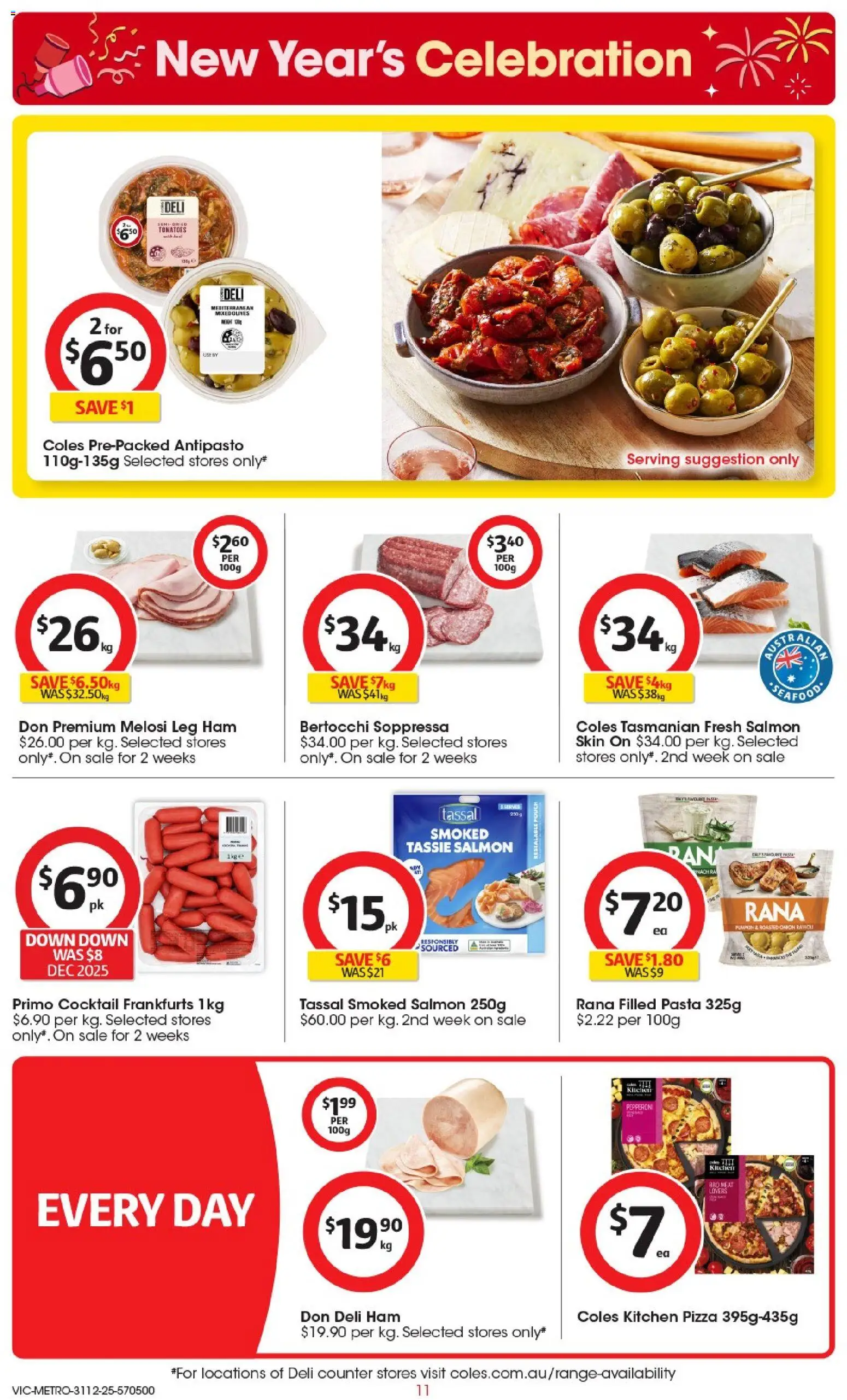 Coles catalogue - valid from 31.12.2025 | Page: 12 | Products: Ham, Pizza, Pasta, Pumpkin