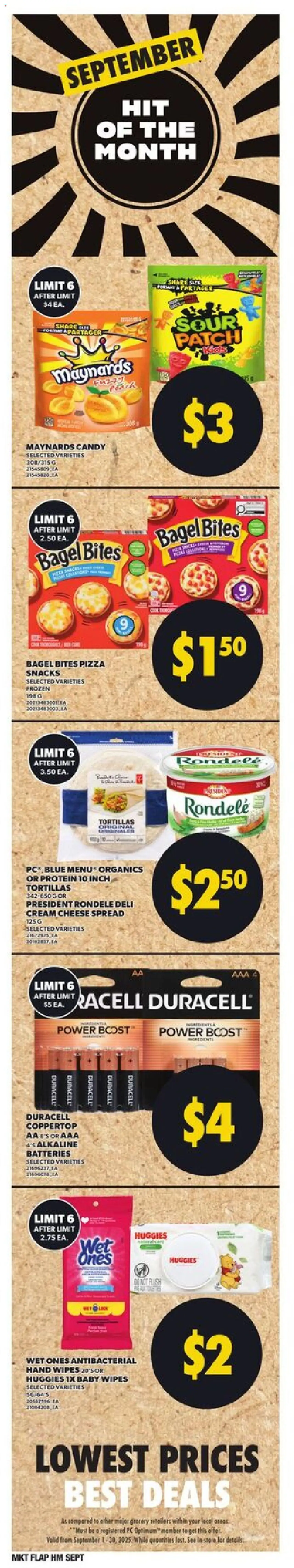 Loblaws flyer valid from 11.09.2025 | Page: 8 | Products: Cream, PC, Cheese, Pizza
