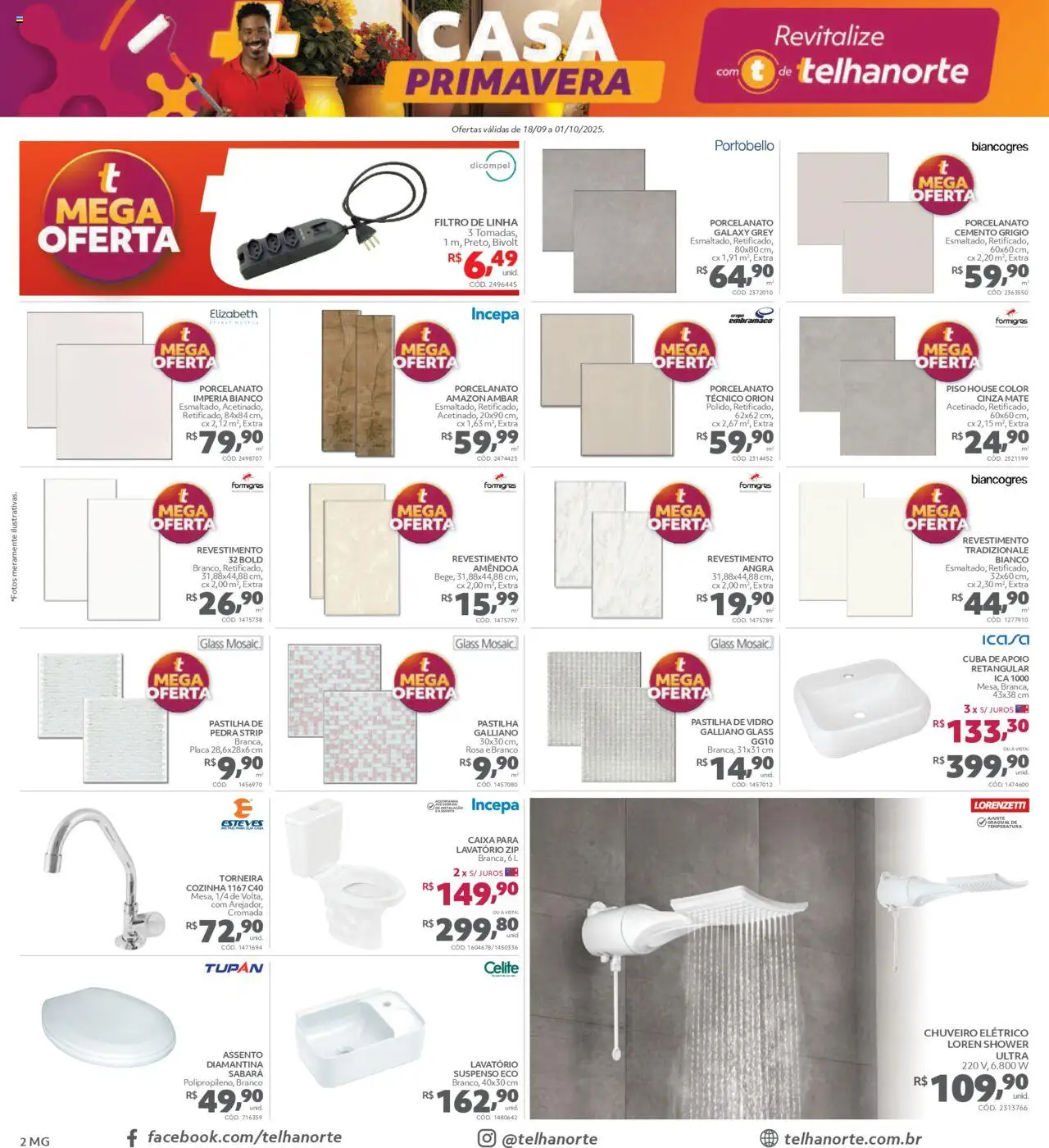 Telhanorte Folheto - válido de 18.09.2025 | Página: 2 | Produtos: Caixa, Lavatório, Torneira, Cuba