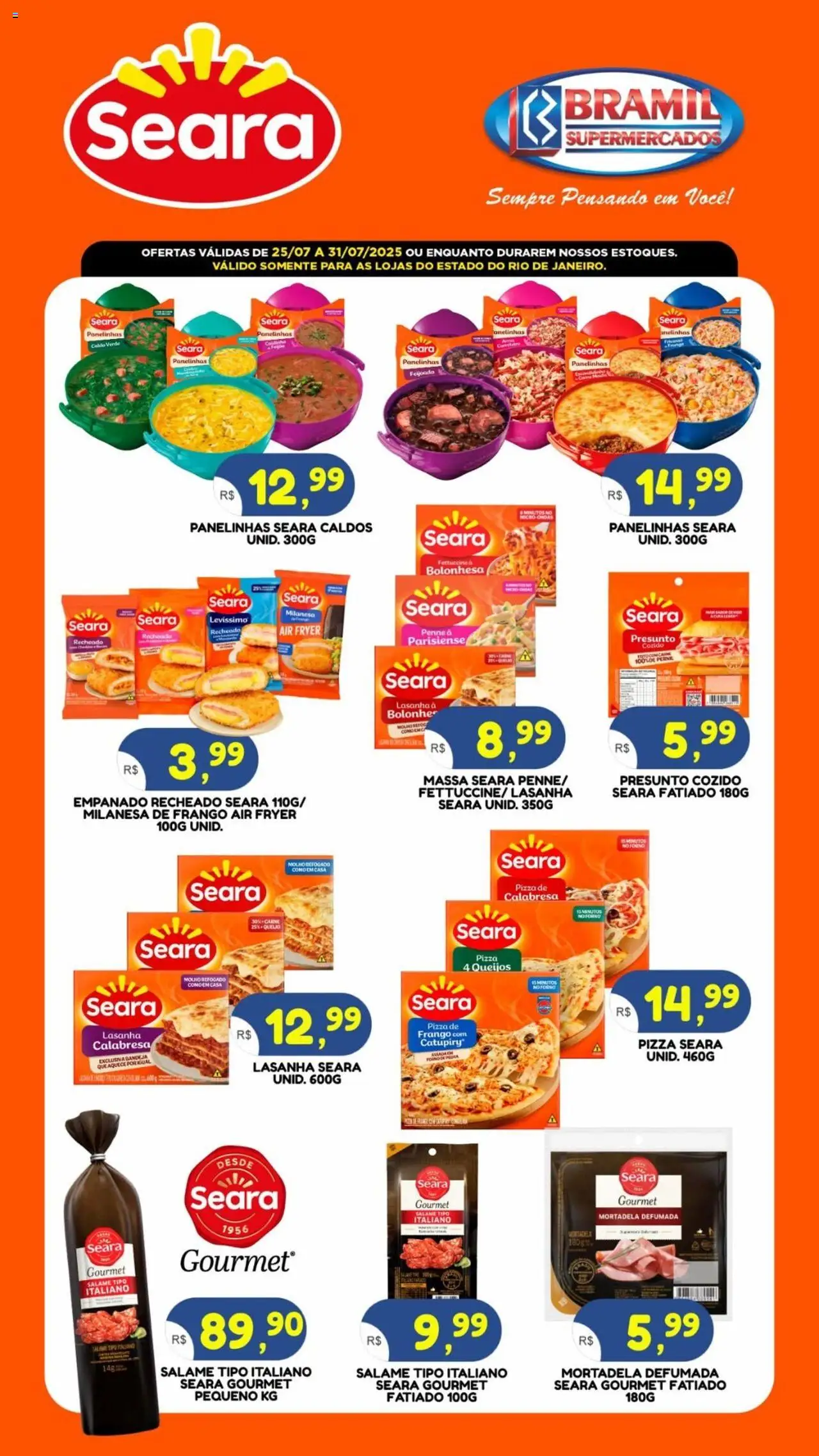 Bramil Supermercados Folheto - válido de 25.07.2025 | Página: 1 | Produtos: Pernil, Pizza, Catupiry, Bandeja