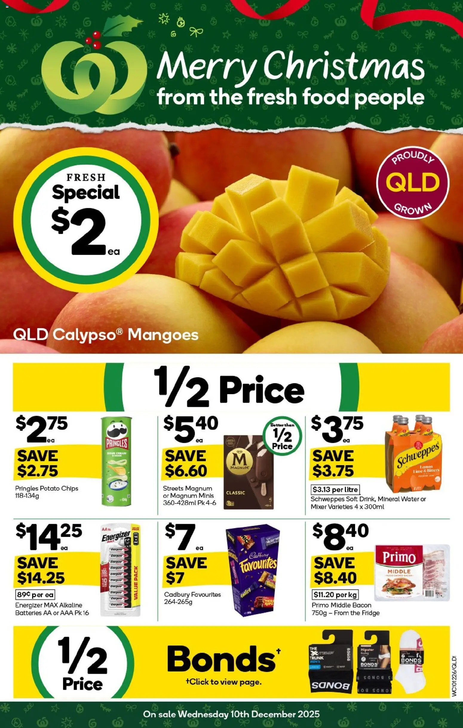 Woolworths catalogue - valid from 10.12.2025 | Page: 1 | Products: Bacon, Chips, Cream, Water