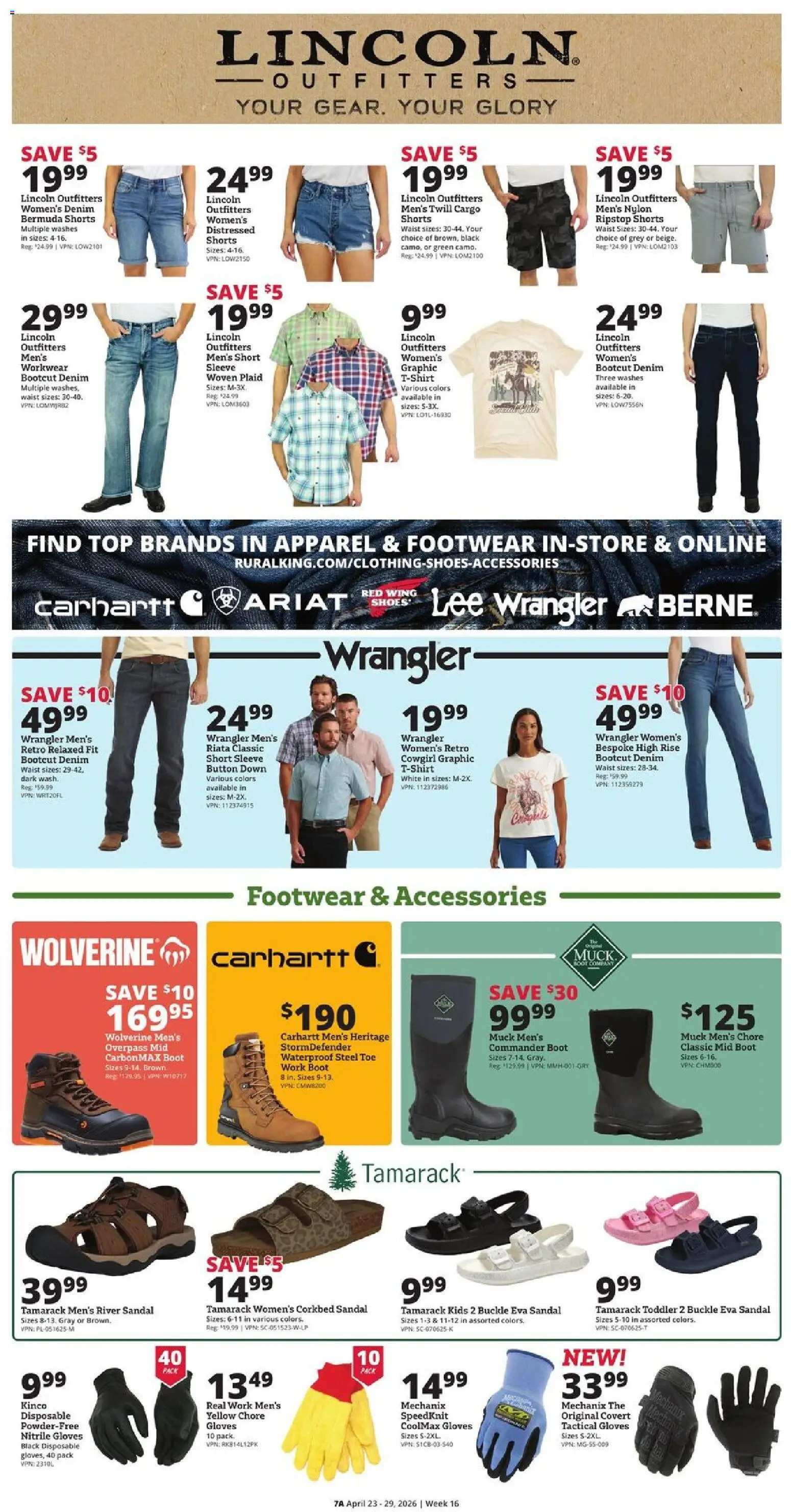 Rural King Weekly Ad - valid from 23.04.2026 | Page: 7 | Products: Workwear, Shorts, Gloves