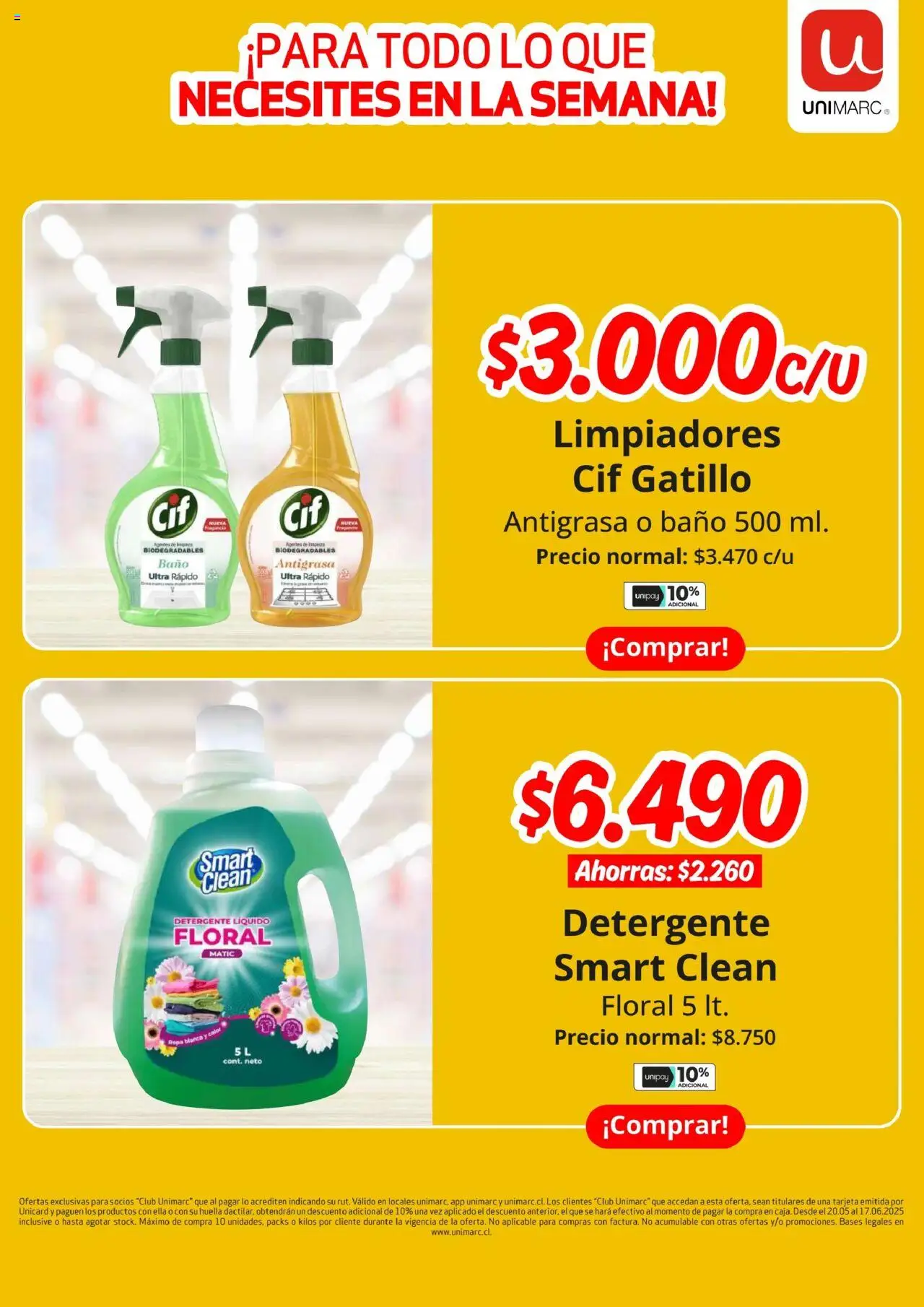 Unimarc ofertas  │ válido desde el 20.05.2025 | Página: 19 | Productos: Antigrasa, Baño, Detergente, Ropa