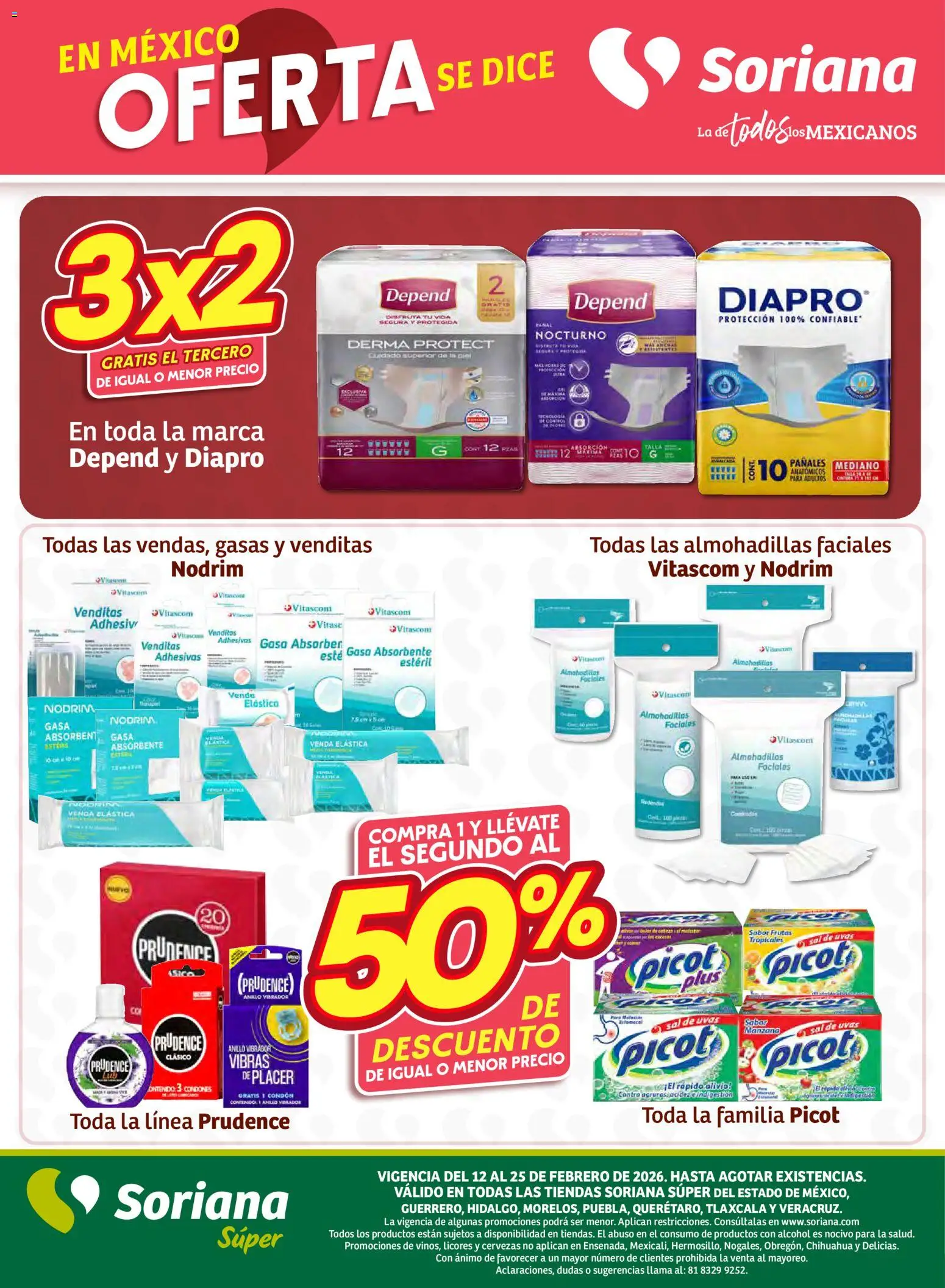 Nuevas ofertas de Soriana válidas en toda la República Mexicana desde el 12.02.2026. ¡Encuentra las mejores ofertas en Soriana - Preciazazaso Súper: Edo Mex, Gro, Hgo, Mor, Pue, Qto, Tlax, Ver! | Página: 38 | Productos: Sal, Manzana, Pañales, Anillo