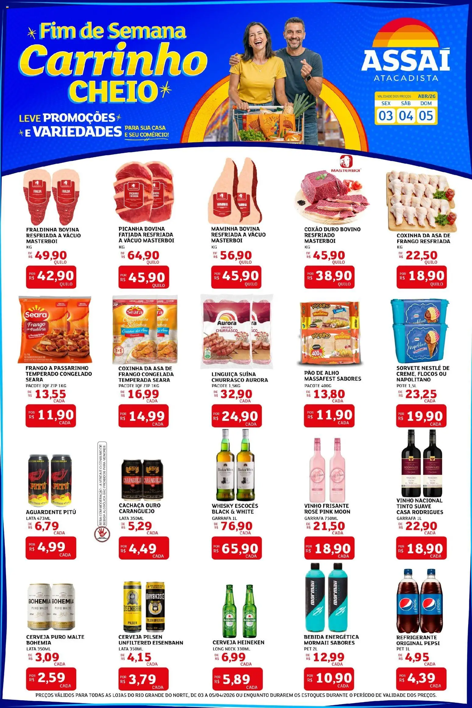 Assaí Atacadista Folheto - válido de 03.04.2026 | Página: 1 | Produtos: Whisky, Linguiça, Maminha, Bebida