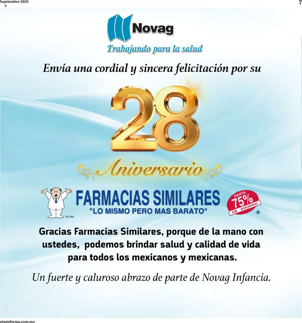 Nuevas ofertas de Farmacias Similares válidas en toda la República Mexicana desde el 22.09.2025. ¡Encuentra las mejores ofertas en Farmacias Similares - Catálogo Siminforma! | Página: 7