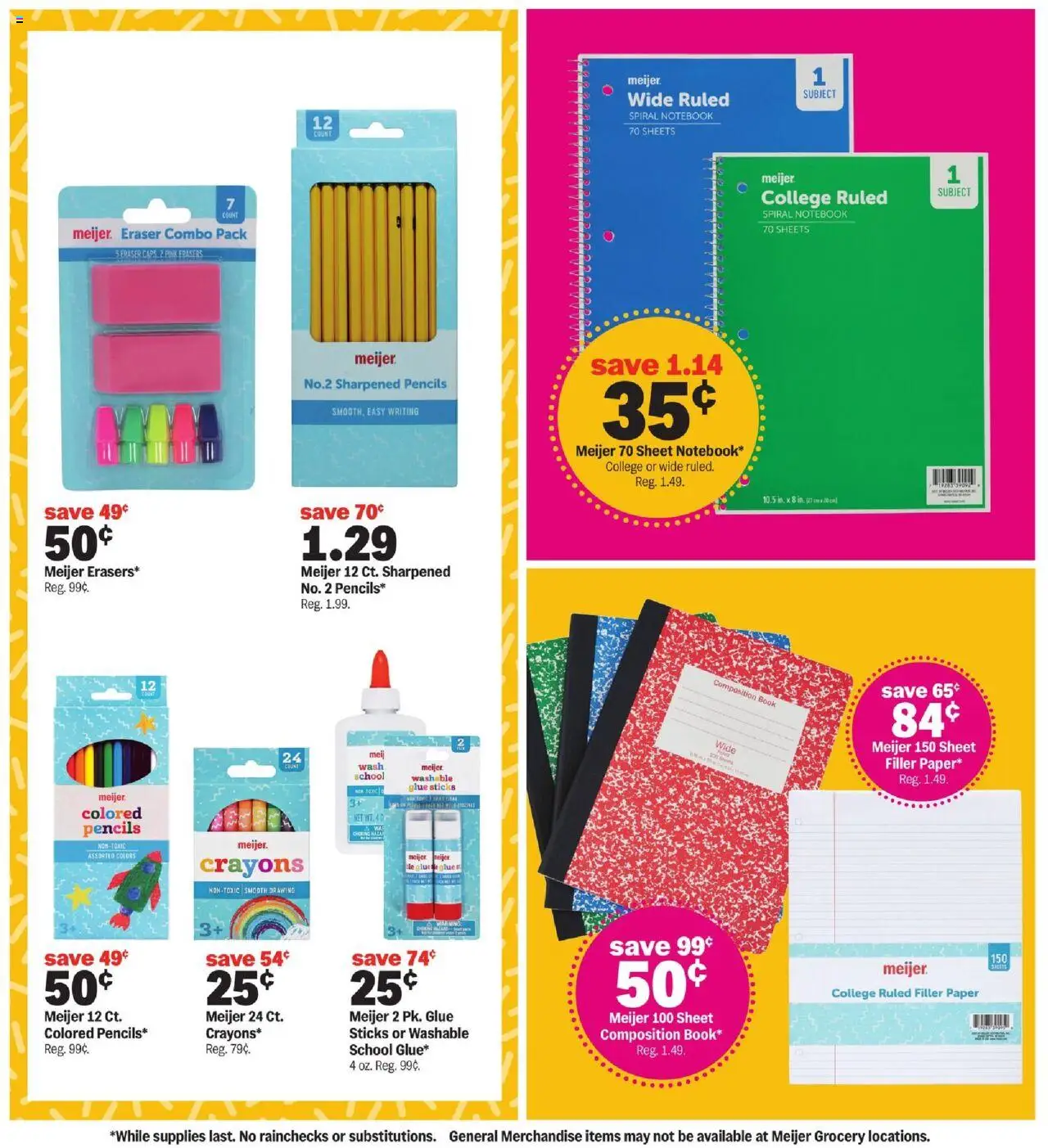Meijer Early fall finds at great prices - valid from 24.08.2025 | Page: 4 | Products: Eraser, Notebook, Sheet