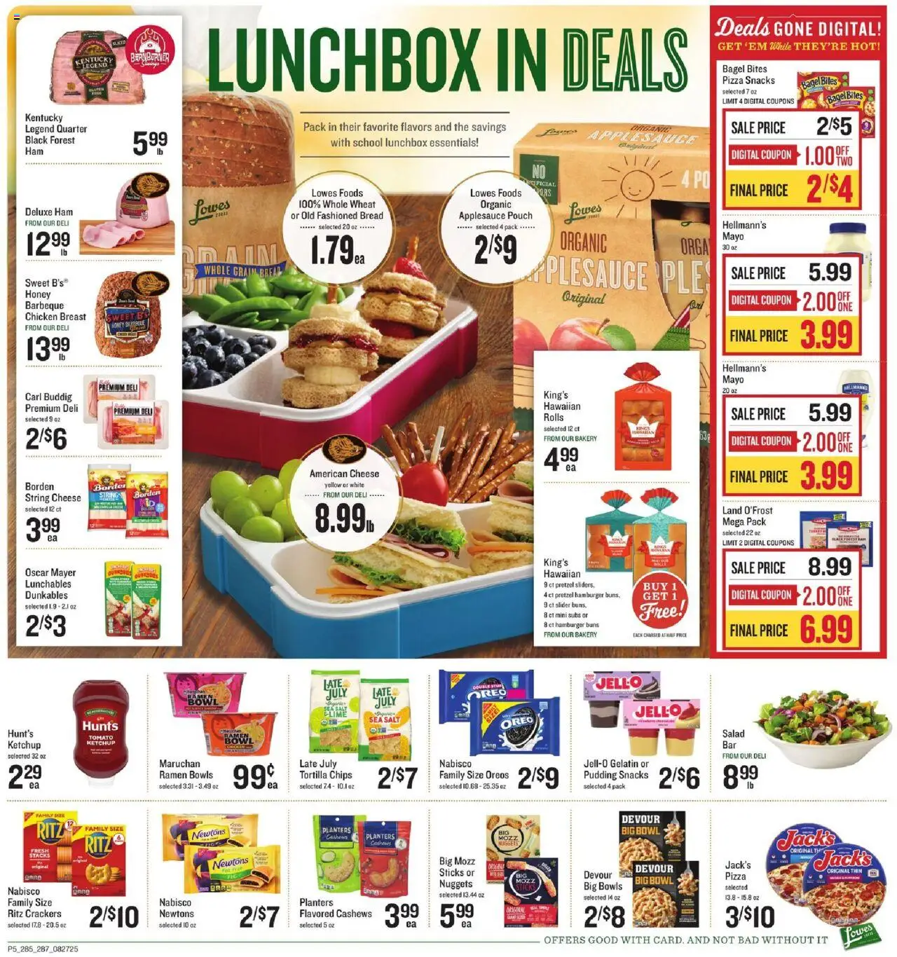 Lowes Foods Weekly Ad - NC - valid from 27.08.2025 | Page: 5 | Products: Cheese, Ham, Chips, Ketchup