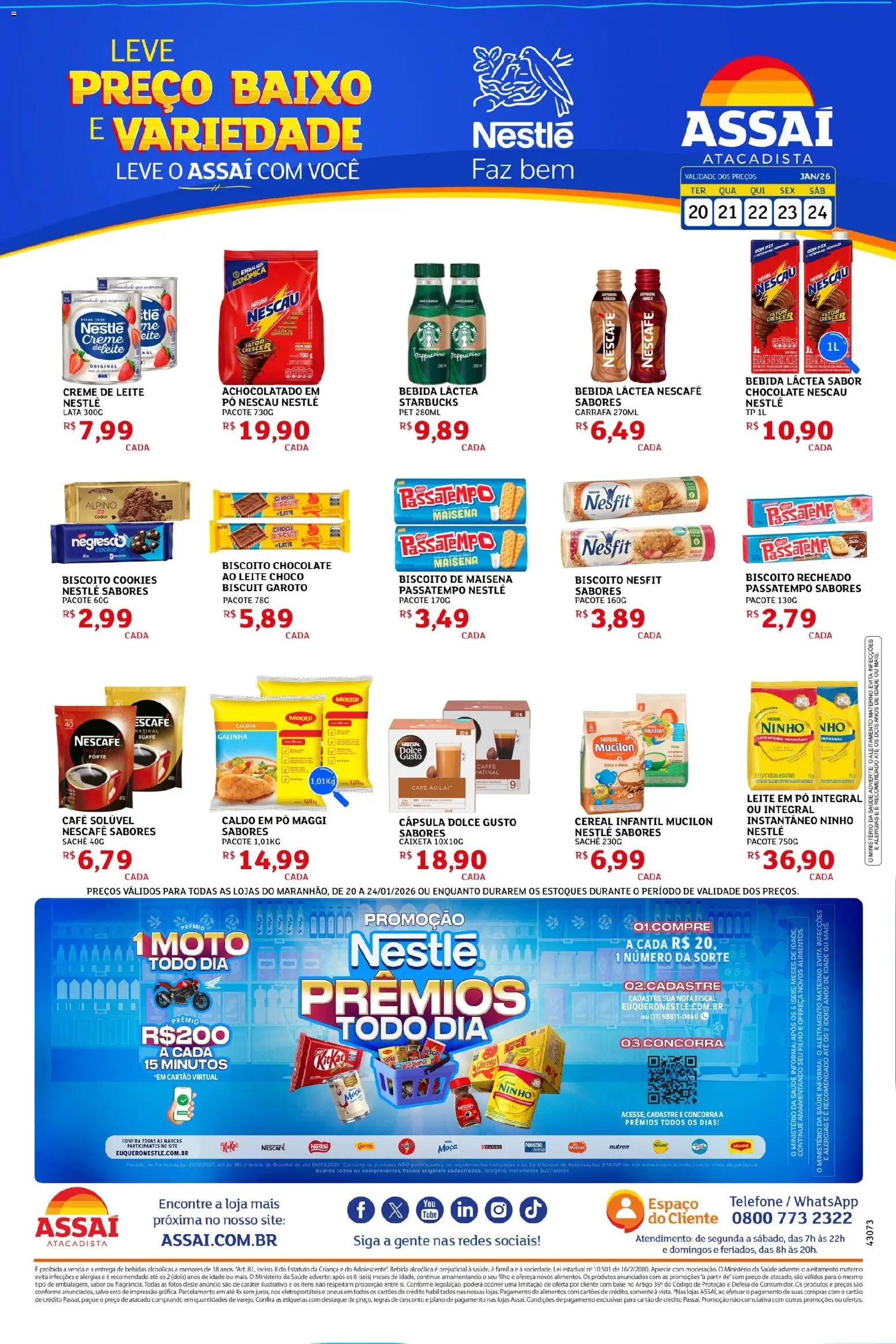 Assaí Atacadista Folheto - válido de 20.01.2026 | Página: 1 | Produtos: Nescau, Café, Baixo, Telefone