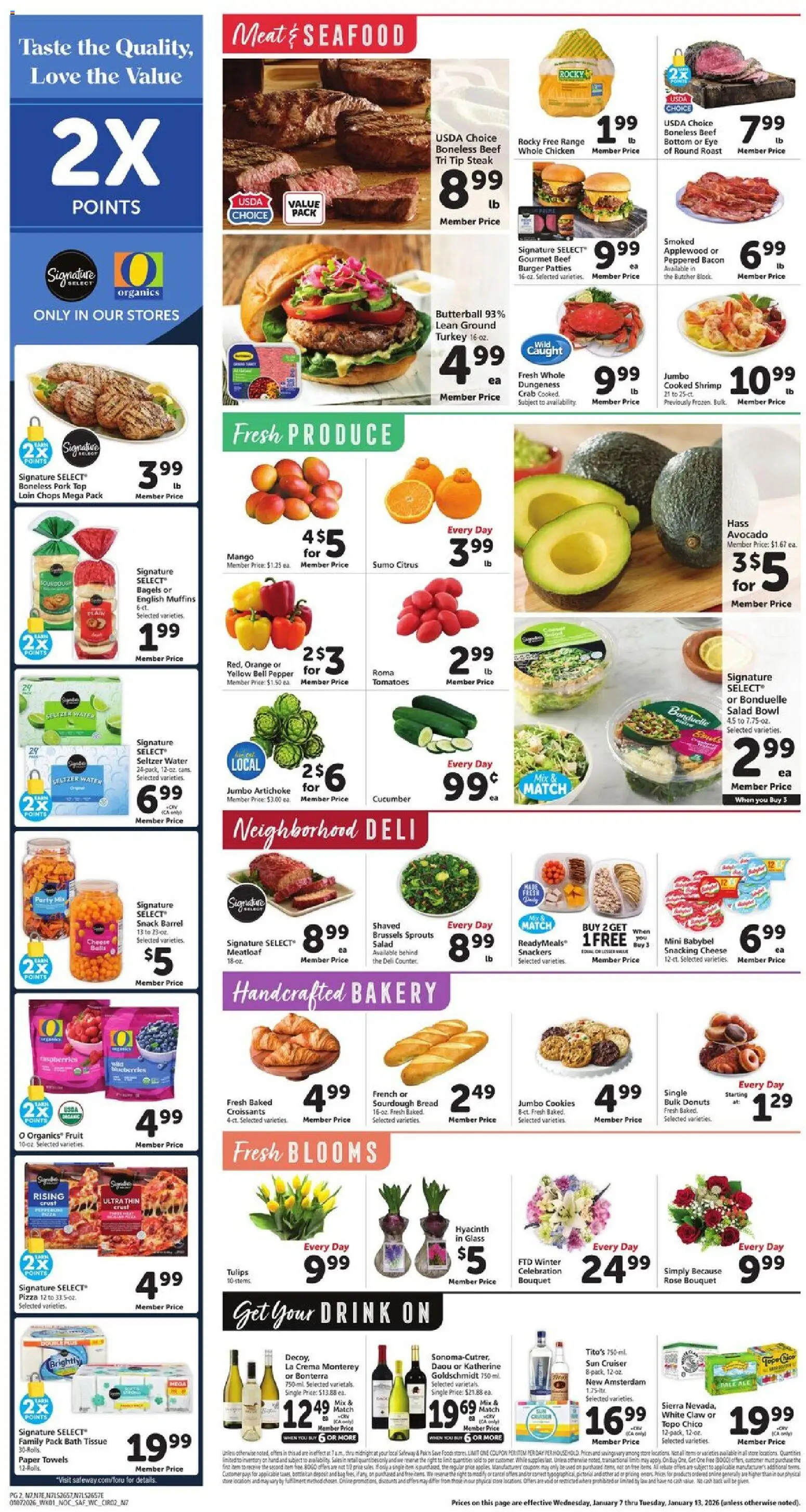 Safeway Weekly Ad - valid from 07.01.2026 | Page: 4 | Products: Cheese, Avocado, Seafood, Croissants