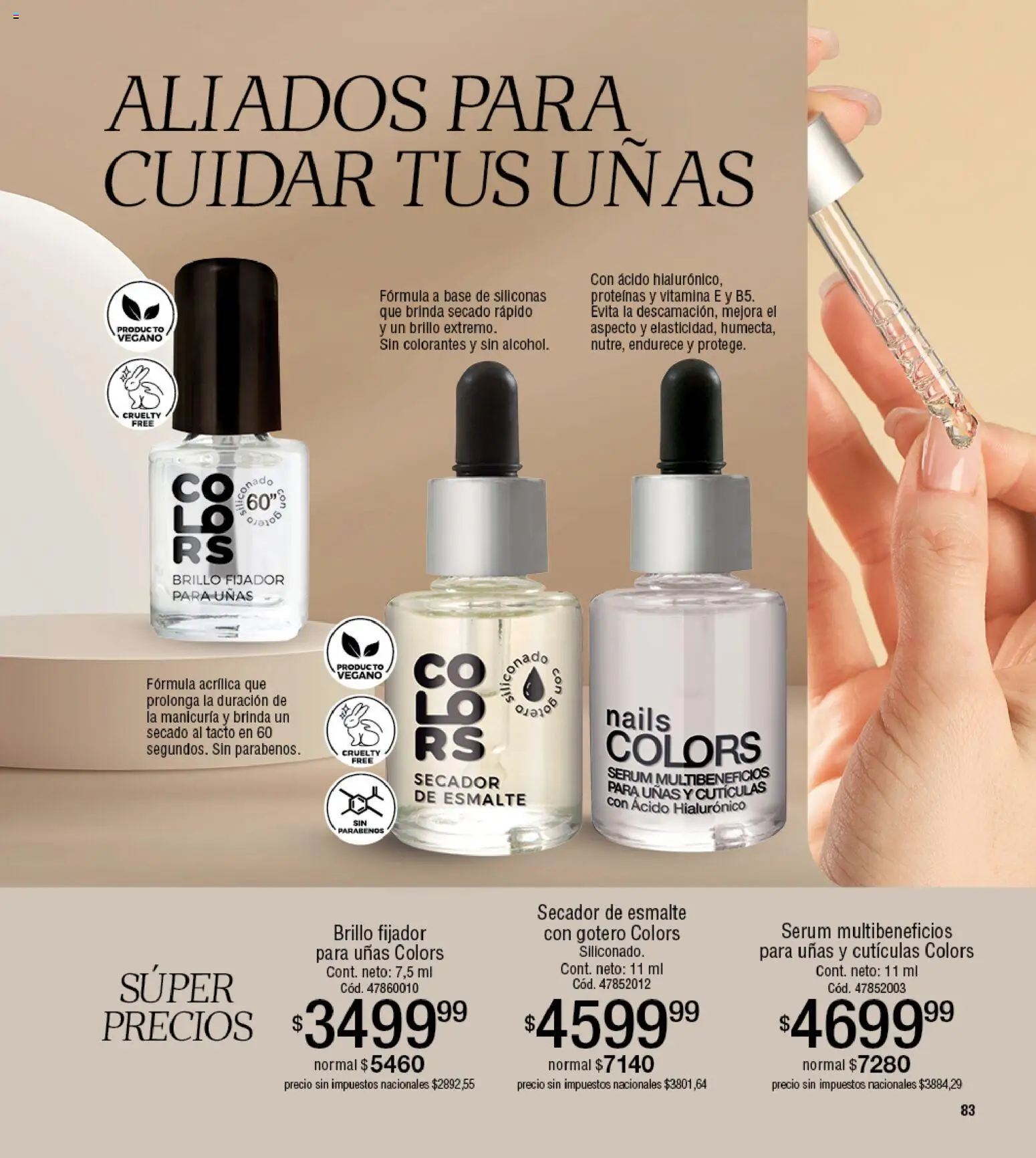 Millanel - Catálogo │ válido desde el 30.03.2026 | Página: 83 | Productos: Serum, Fijador, Brillo, Secador de esmalte