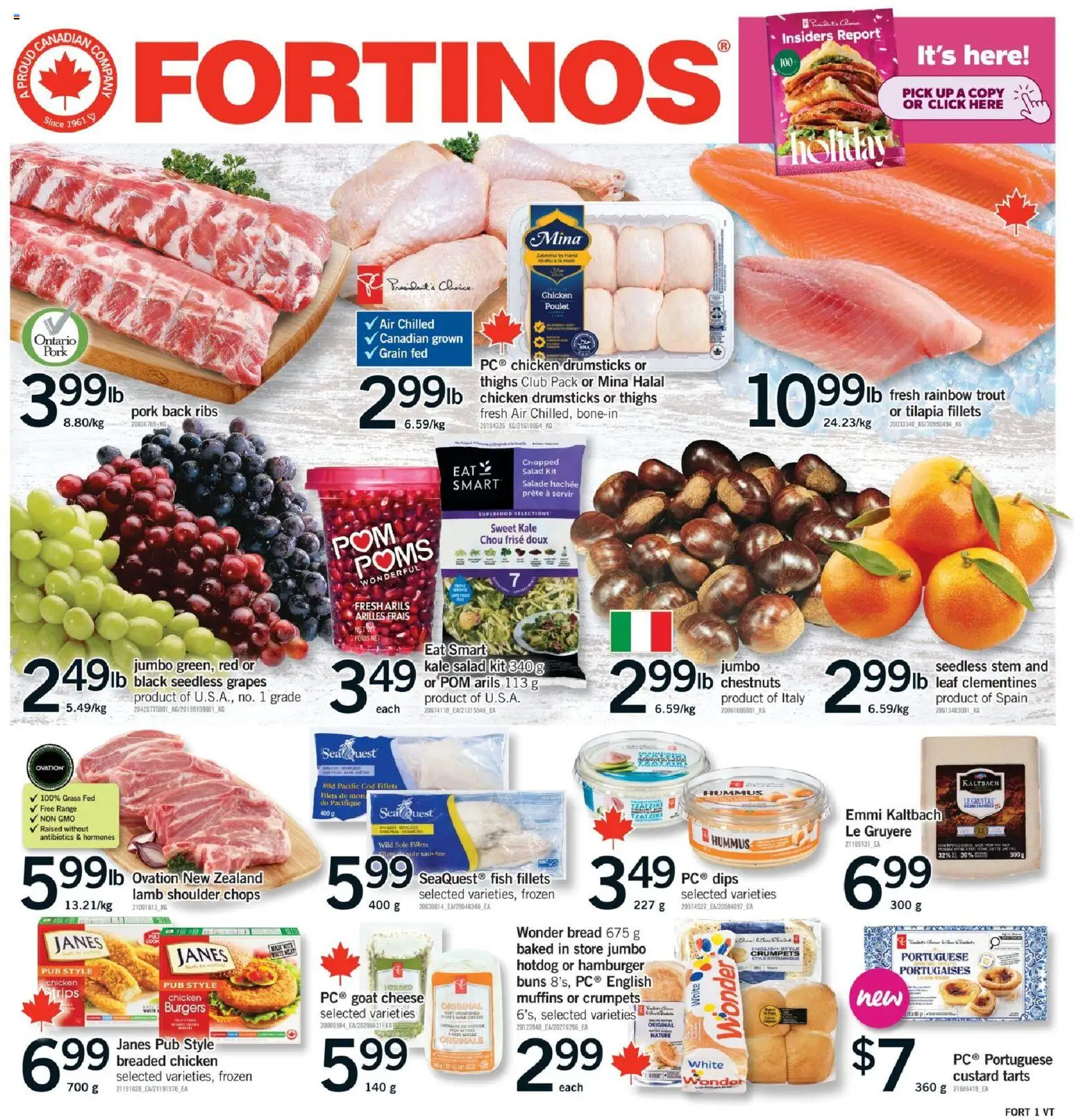 Fortinos flyer valid from 30.10.2025 | Page: 1 | Products: Salad, Cheese, Chicken, Pork