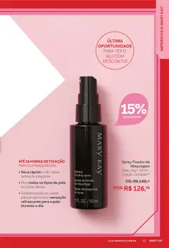 Mary Kay - Catálogo Outubro 2025 - Pré-Visualização do folheto da loja Mary Kay, válido de 01.10.2025 | Página: 11 | Produtos: Spray fixador, Maquiagem, Fixador