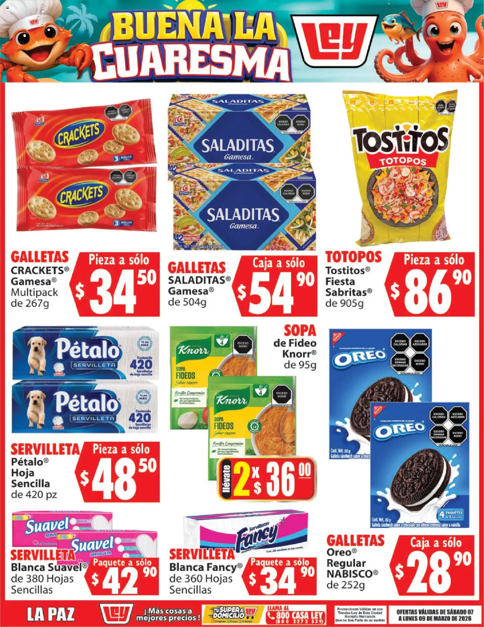 Nuevas ofertas de Casa Ley válidas en toda la República Mexicana desde el 07.03.2026. ¡Encuentra las mejores ofertas en Casa Ley folleto Buena la Cuaresma! | Página: 5 | Productos: Sopa, Fideos, Galletas, Caja