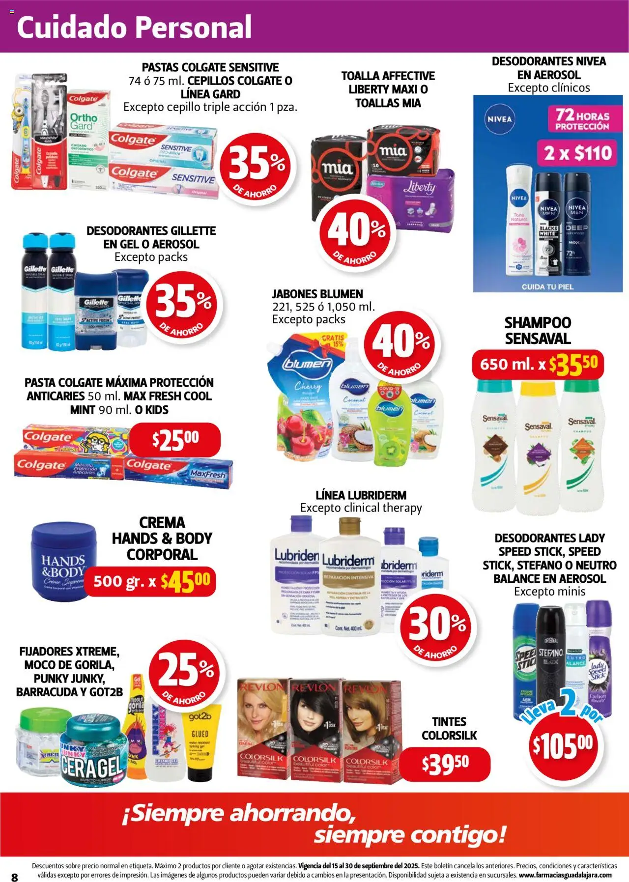 Nuevas ofertas de Farmacia Guadalajara válidas en toda la República Mexicana desde el 15.09.2025. ¡Encuentra las mejores ofertas en Farmacia Guadalajara - Catálogo! | Página: 8 | Productos: Crema, Pasta, Body, Sobre