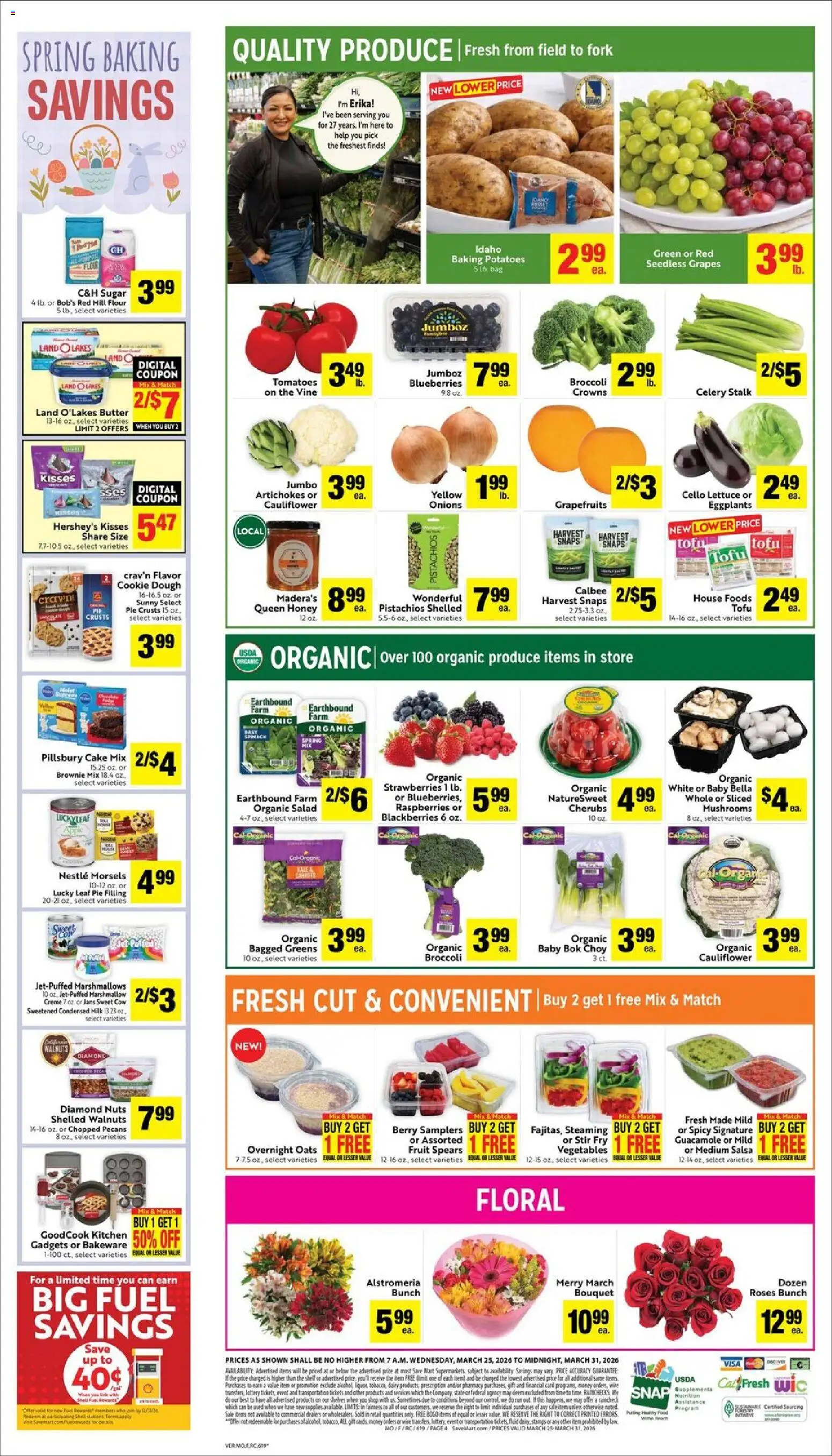 Save Mart Weekly - CA - valid from 25.03.2026 | Page: 4 | Products: Shelf, Wire, Strawberries, Cauliflower