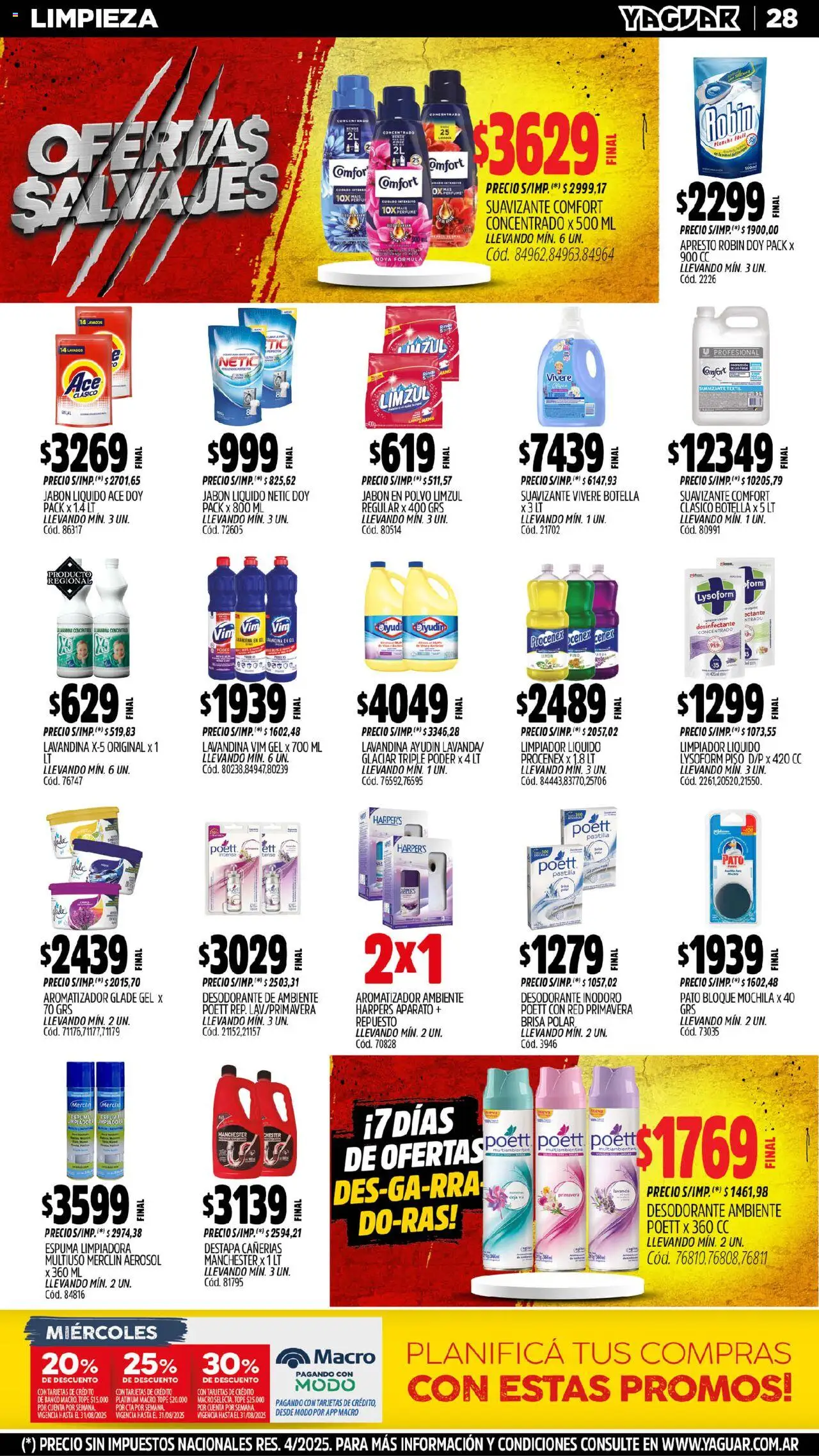 Yaguar - Mendoza │ válido desde el 04.08.2025 | Página: 28 | Productos: Desinfectante, Botella, Mochila, Suavizante