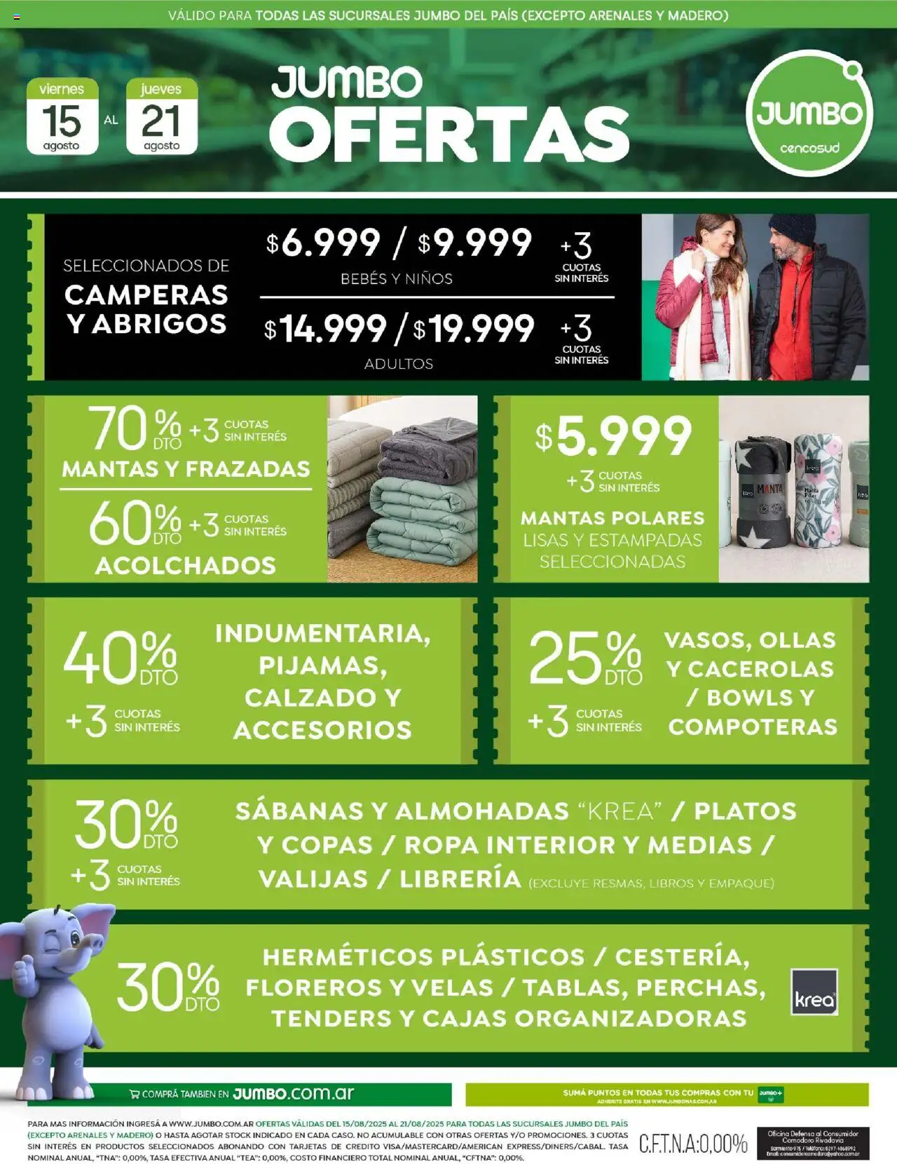 Jumbo - Oferta | Textil │ válido desde el 15.08.2025 | Página: 1 | Productos: Teléfono, Sabanas, Ropa, Ropa interior