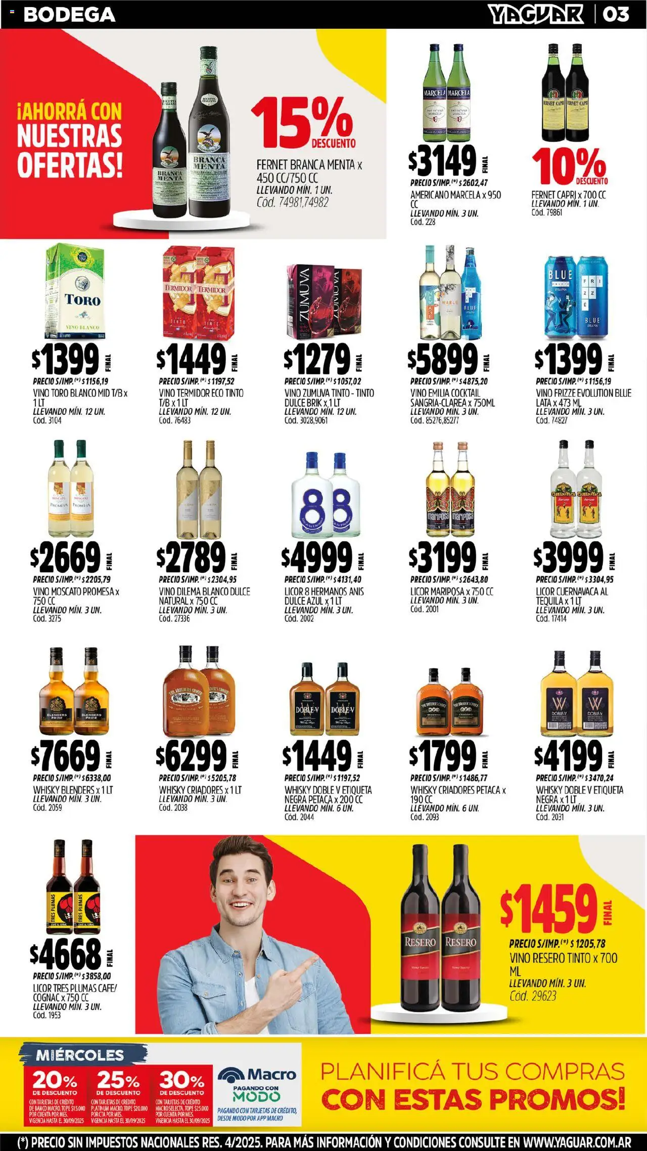 Yaguar - General Roca │ válido desde el 08.09.2025 | Página: 5 | Productos: Whisky, Banco, Fernet, Vino