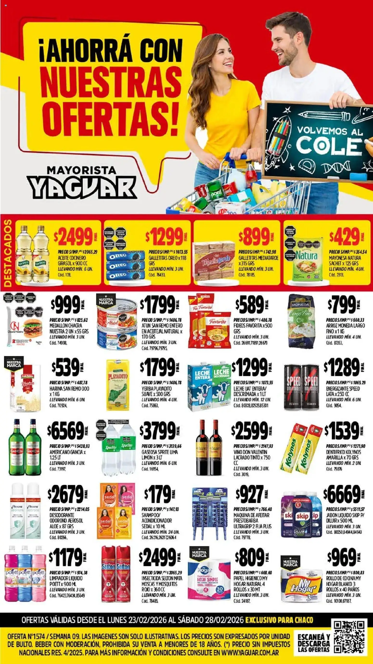 Yaguar - Oferta Semanal Chaco │ válido desde el 23.02.2026 | Página: 1 | Productos: Maquina de afeitar, Mayonesa, Vino, Fideos