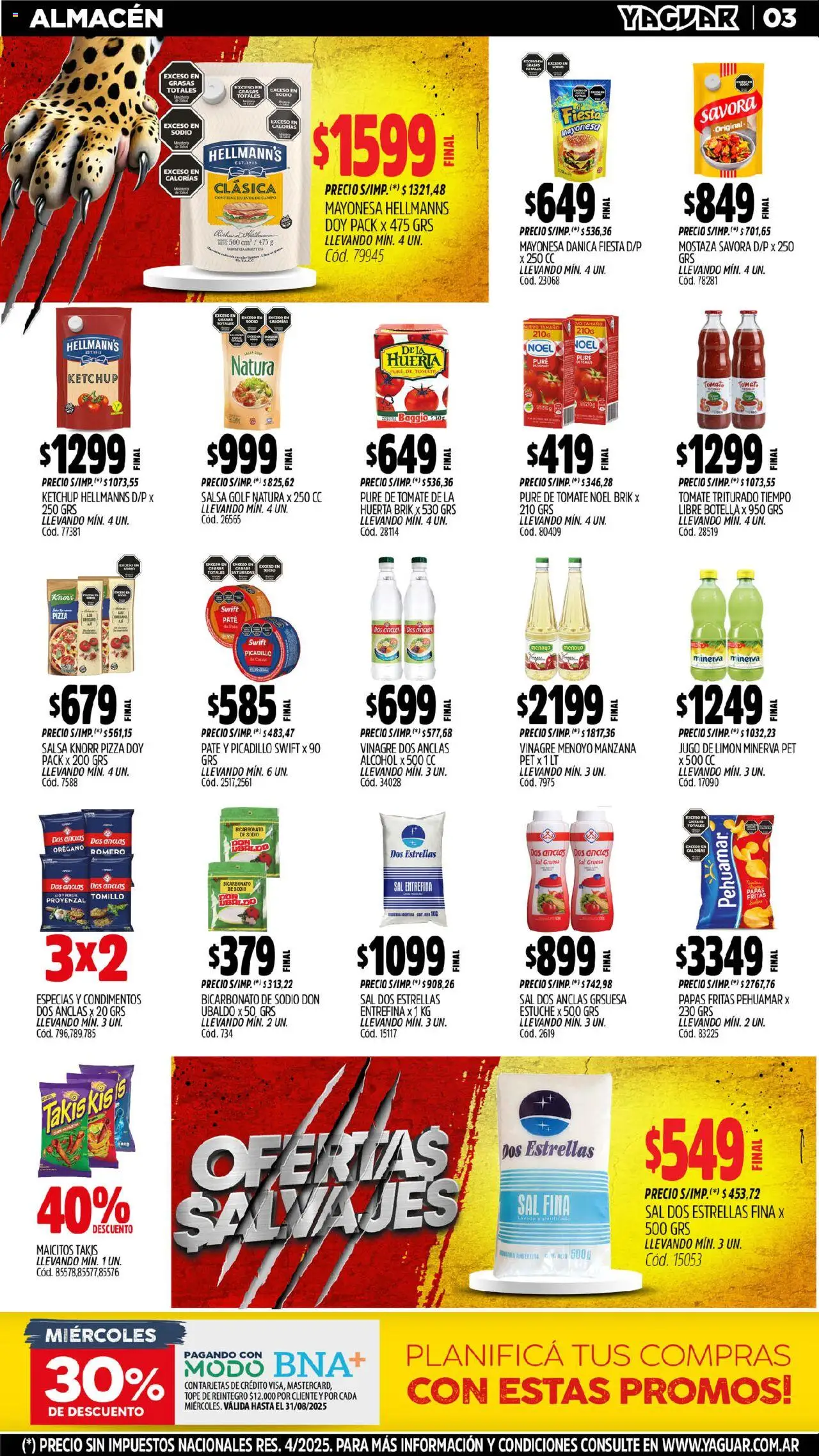 Yaguar - Bahía Blanca │ válido desde el 11.08.2025 | Página: 3 | Productos: Ketchup, Limón, Pizza, Orégano