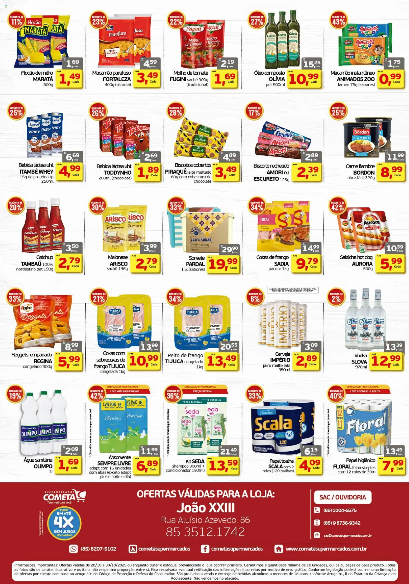 Cometa Supermercados Folheto - válido de 28.10.2025 | Página: 2 | Produtos: Condicionador, Salsicha, Macarrão, Frango