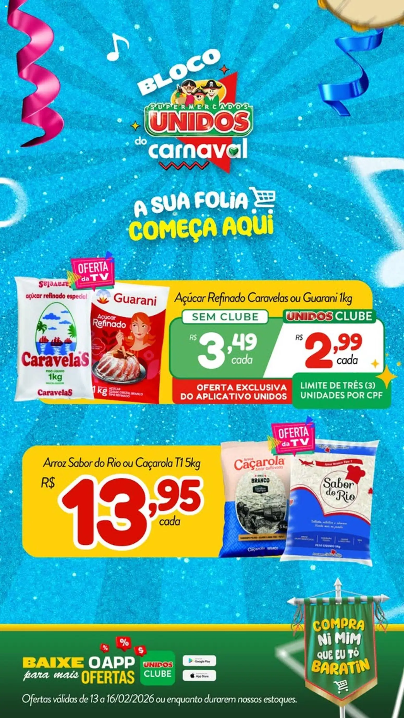 Supermercados Unidos Folheto - válido de 13.02.2026 | Página: 1 | Produtos: Caçarola, Arroz, Tv, Açúcar
