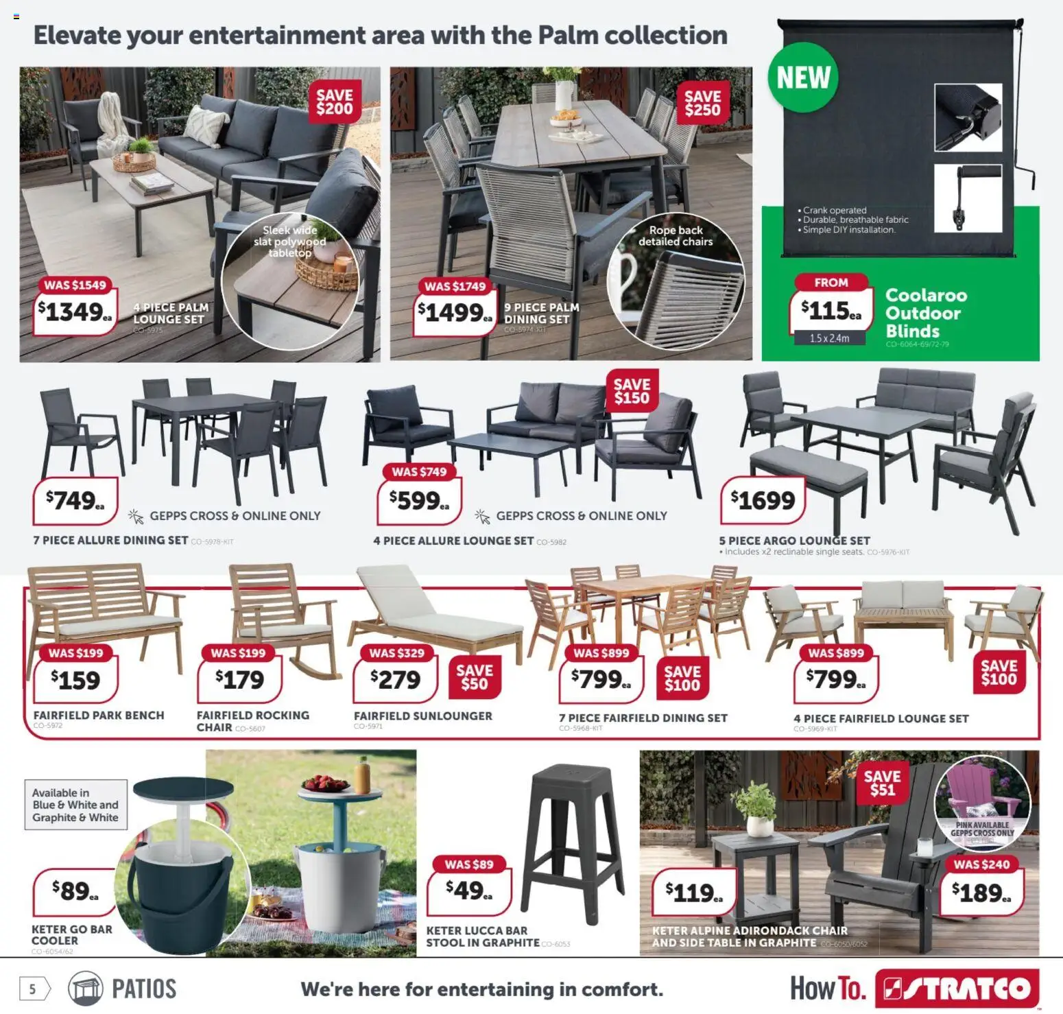 Stratco catalogue - valid from 23.01.2026 | Page: 5 | Products: Chair, Blinds, Stool, Bench